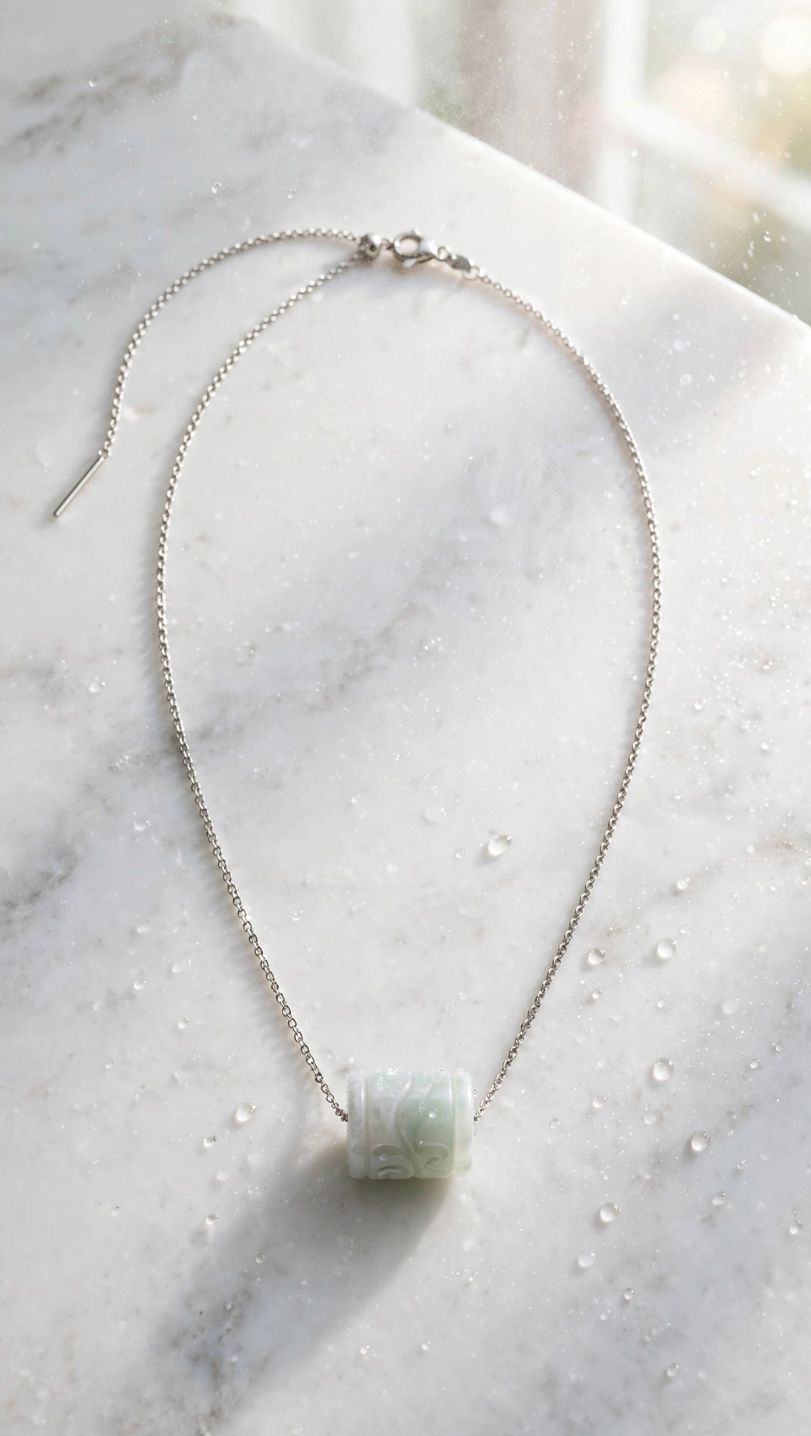Seamless Prosperity: Natural Burmese Jadeite "Lu Lu Tong" Silver Necklace
