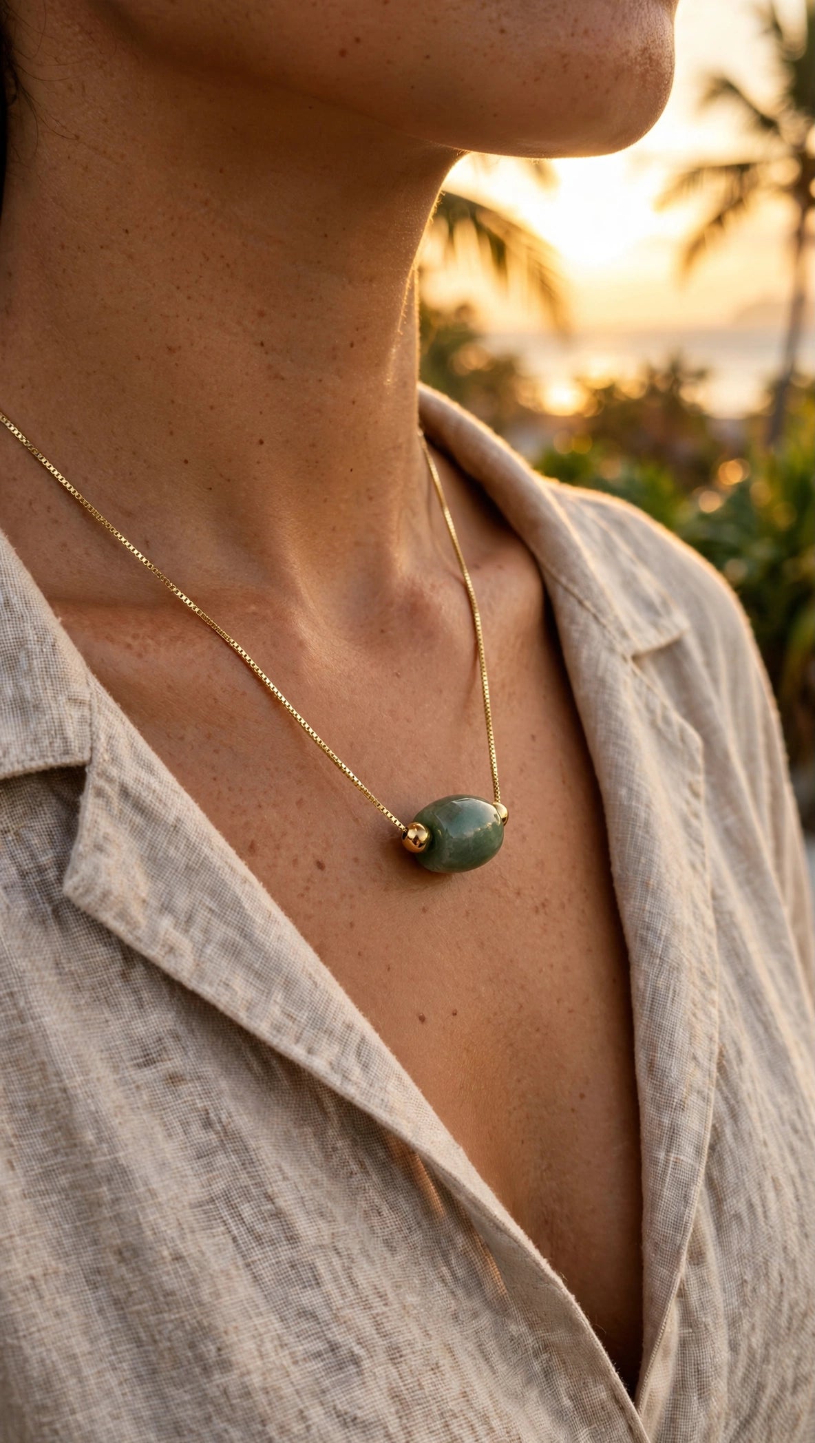 Harmonious Sphere: Natural Green Burmese Jadeite Oval Lu Lu Tong Necklace