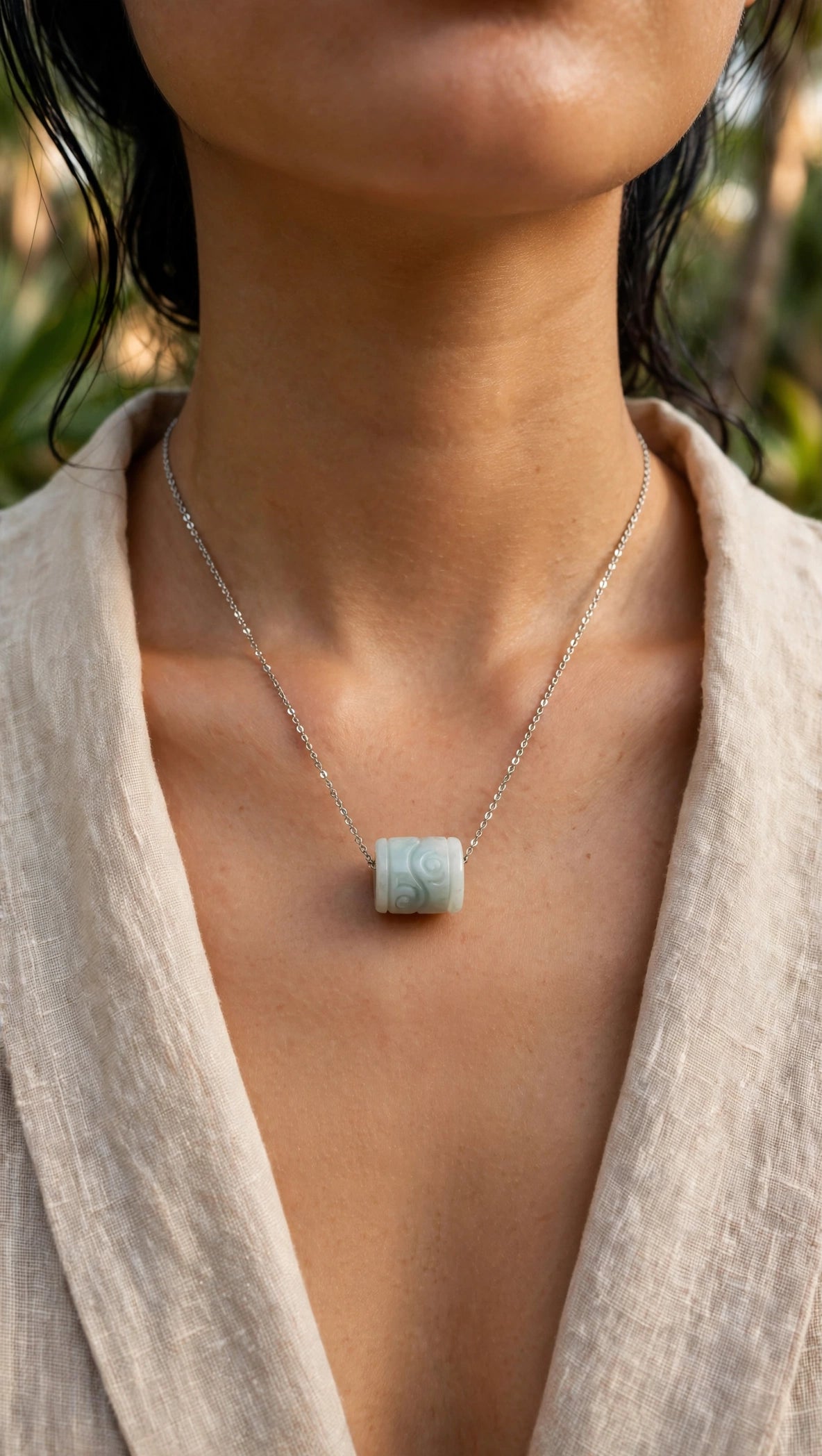 Seamless Prosperity: Natural Burmese Jadeite "Lu Lu Tong" Pendant Necklace