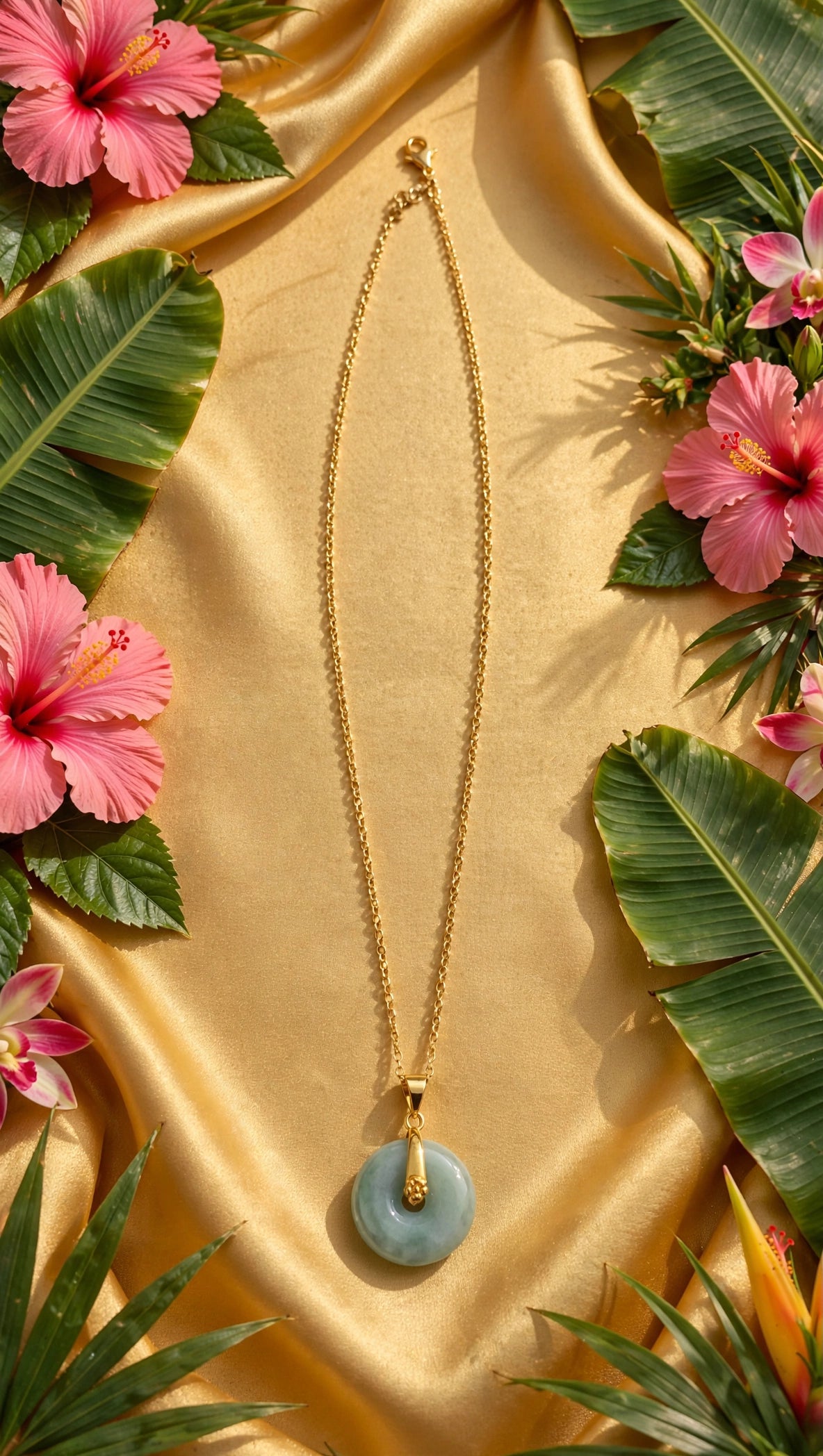 Gentle Glow: Natural Light Green Burmese Jadeite Donut Necklace