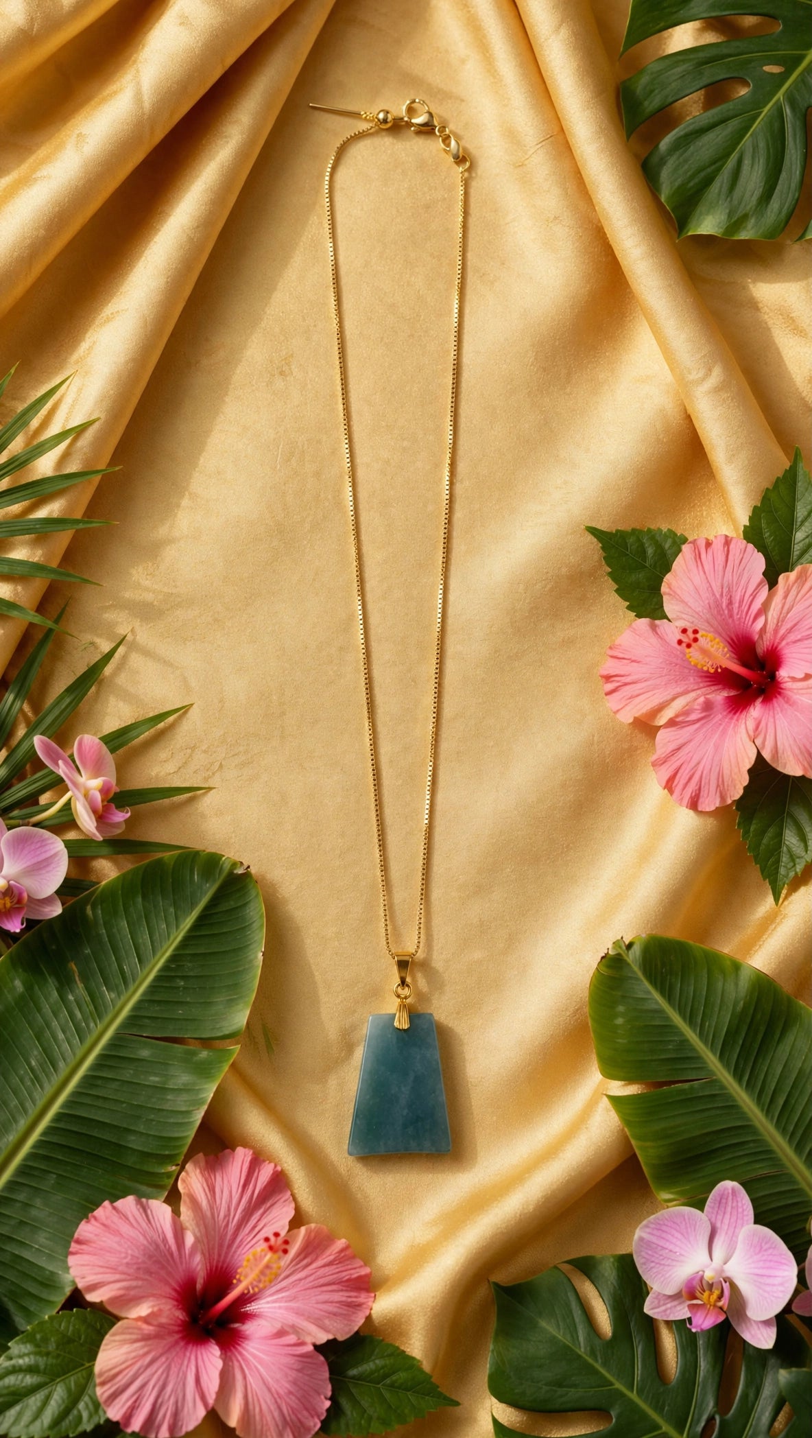 Quiet Strength: Natural Blue Water Jade Dainty Wushi Tag Necklace
