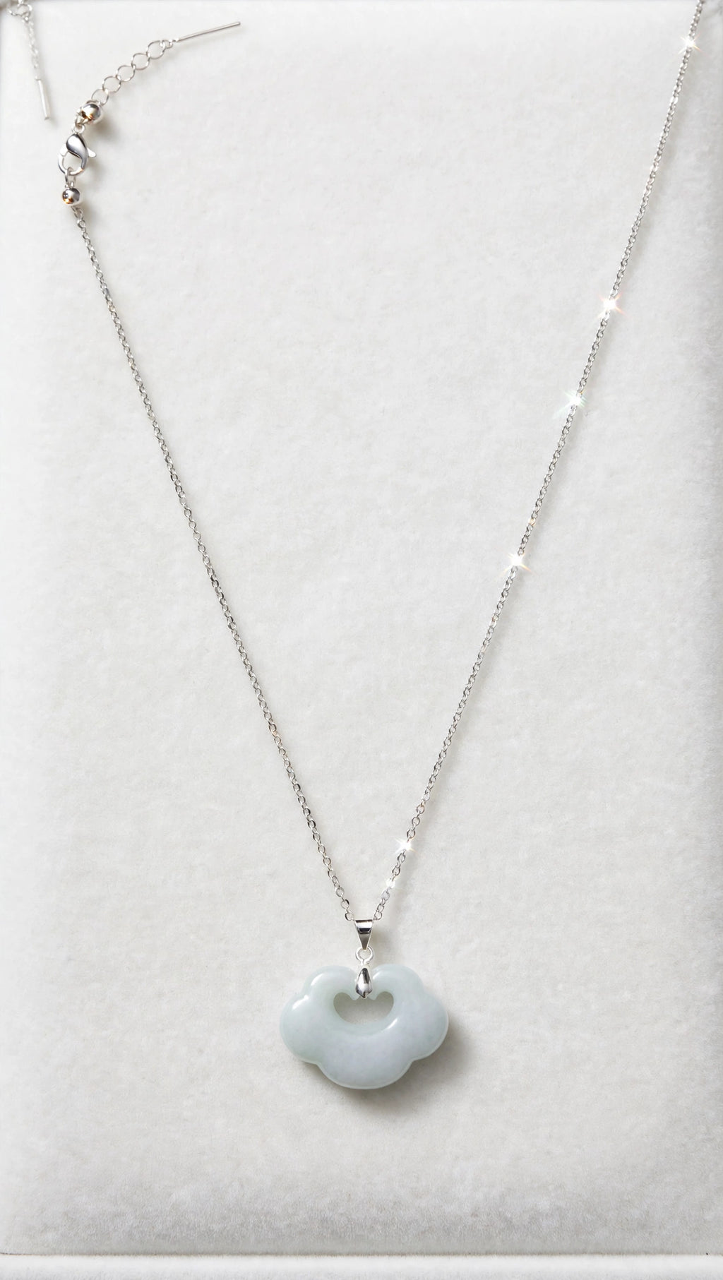 As You Wish: Natural Burmese Jadeite "Ruyi" Silver-Plated Necklace