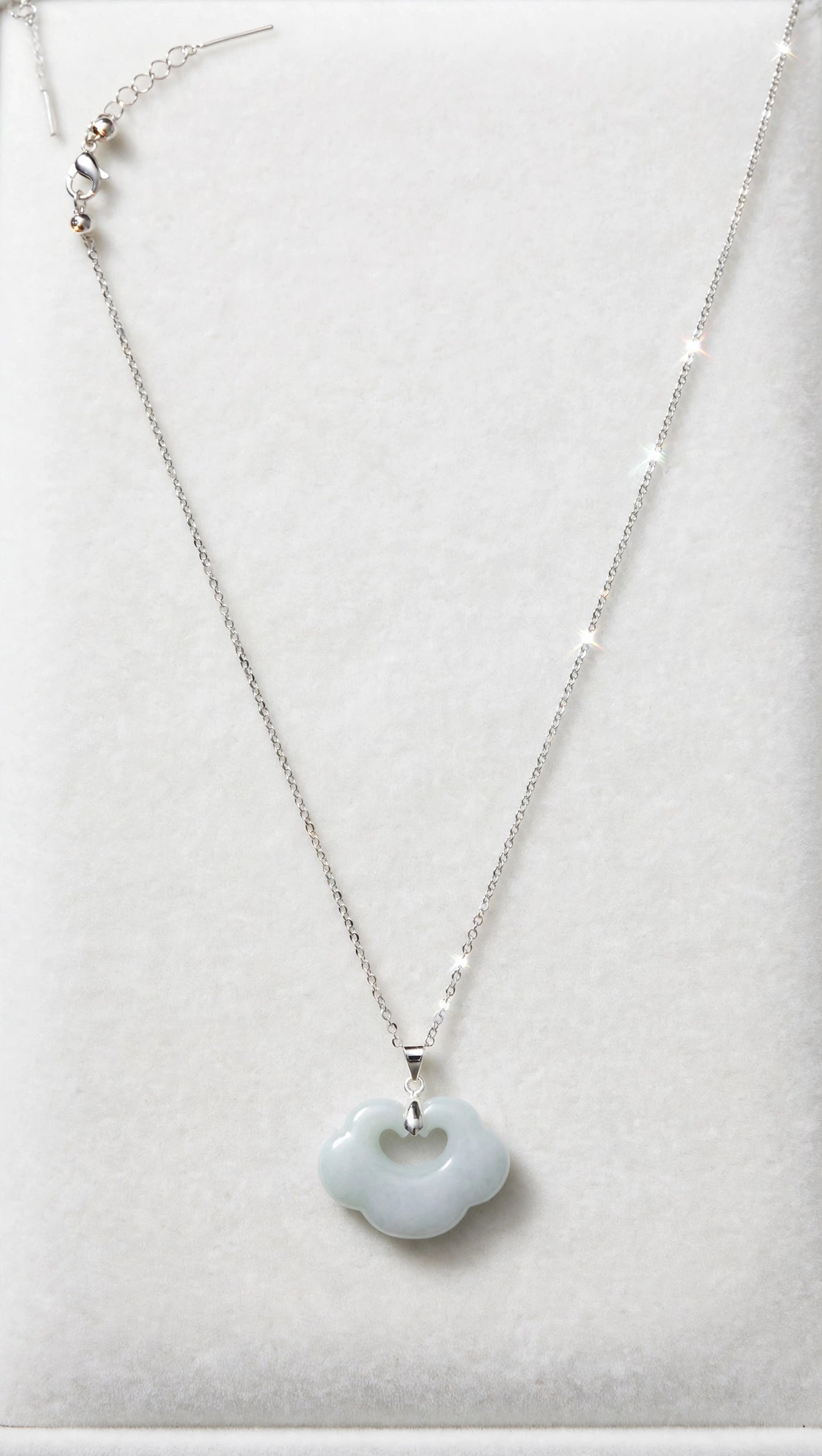 As You Wish: Natural Burmese Jadeite "Ruyi" Silver-Plated Necklace