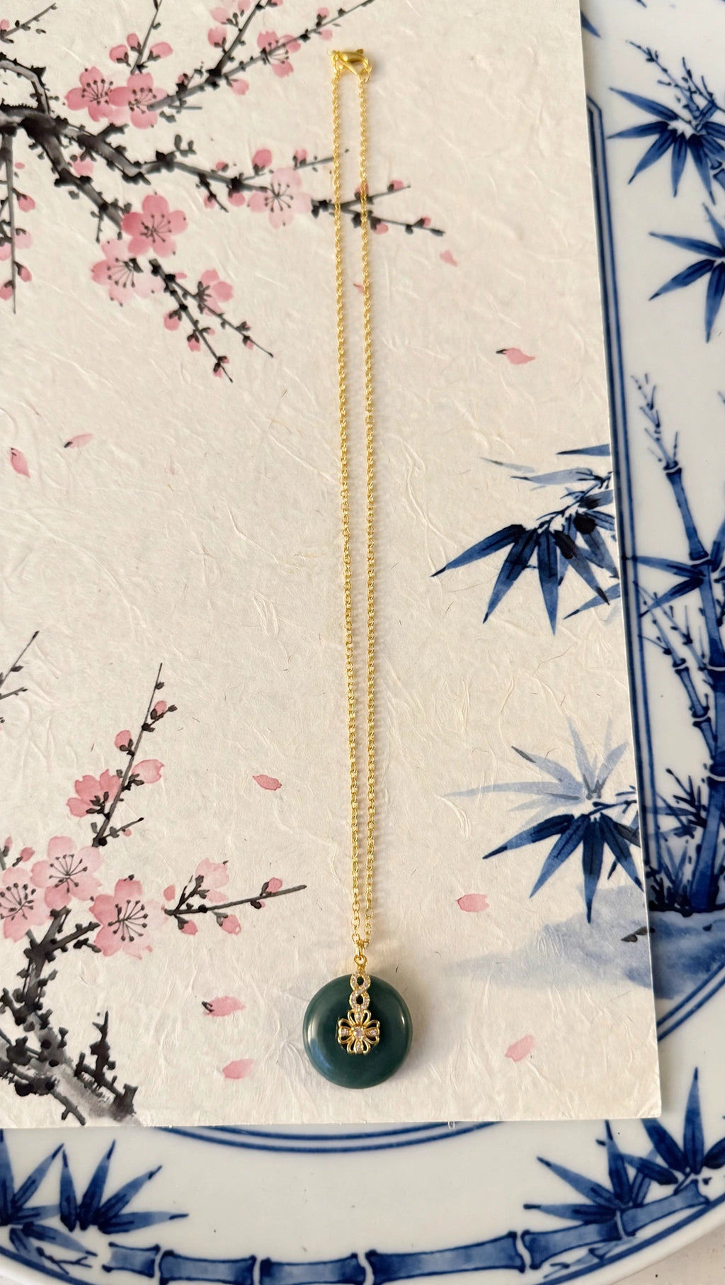 Infinite Prosperity: Natural Blue Water Jade Donut Flower & Infinity Necklace