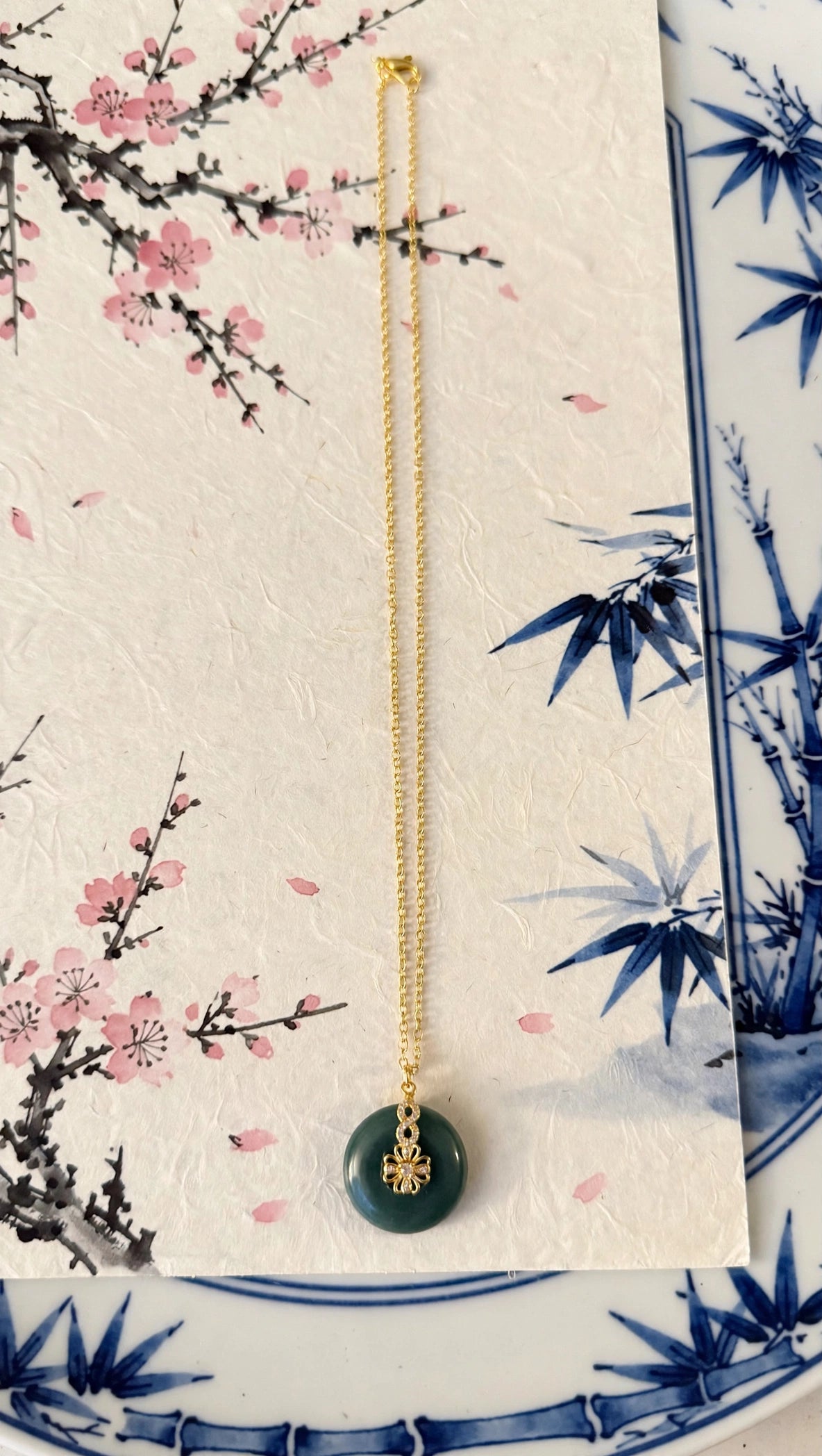 Infinite Prosperity: Natural Blue Water Jade Donut Flower & Infinity Necklace