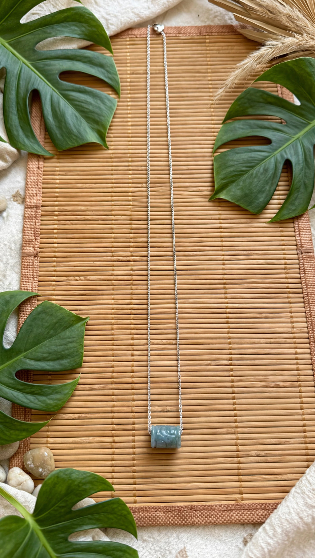 Fluid Momentum: Natural Blue Water Jade Lu Lu Tong Necklace
