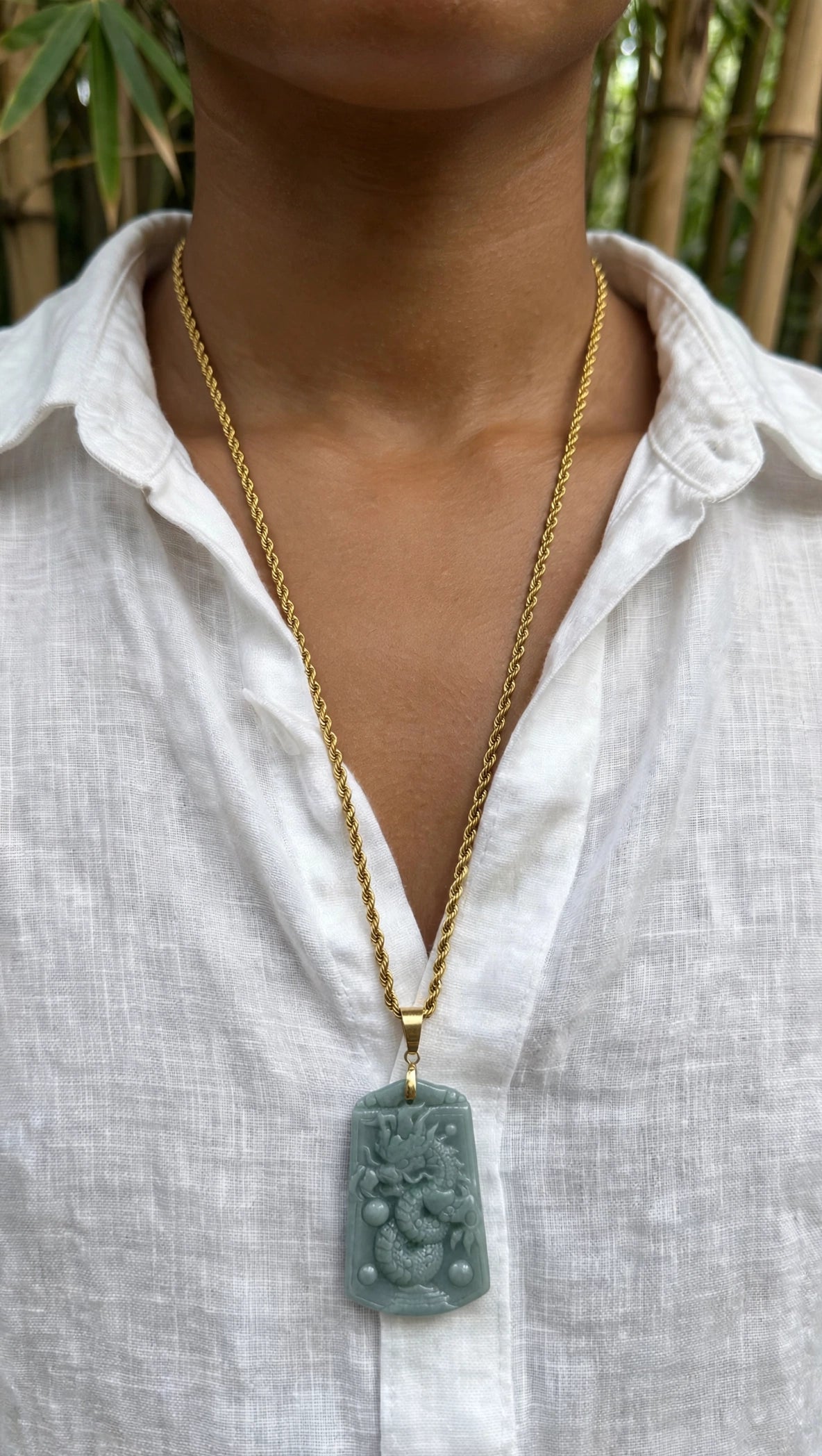 Burmese Jadeite Dragon Pendant Necklace