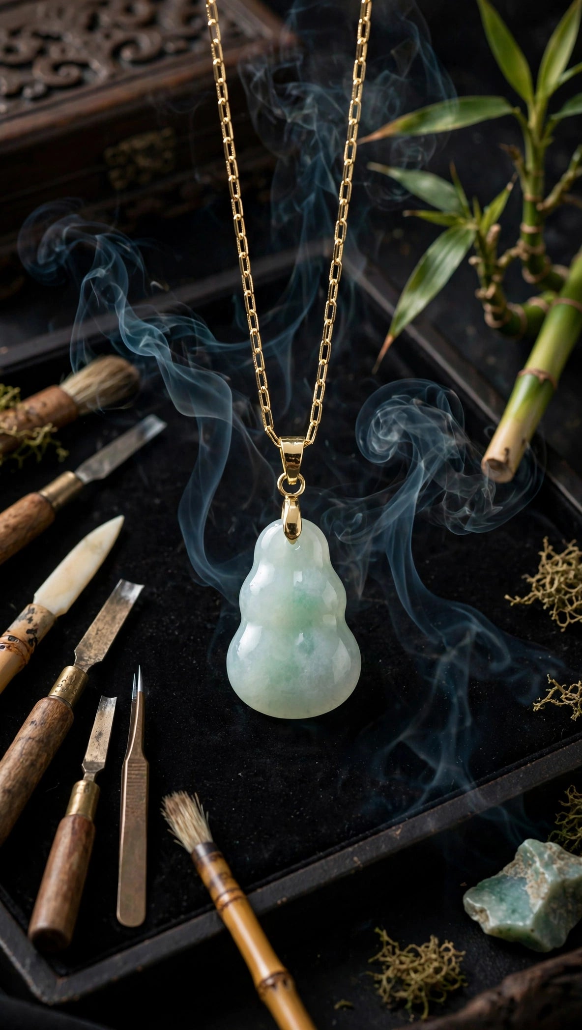 Burmese Jadeite Hulu Pendant Necklace