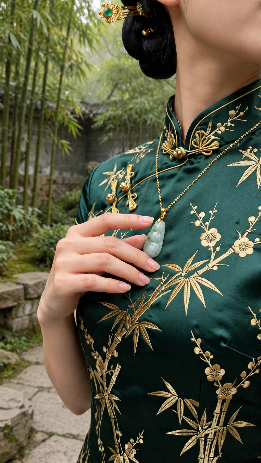 Abundant Blessings: Natural Light Green Burmese Jadeite 3-Bean Necklace