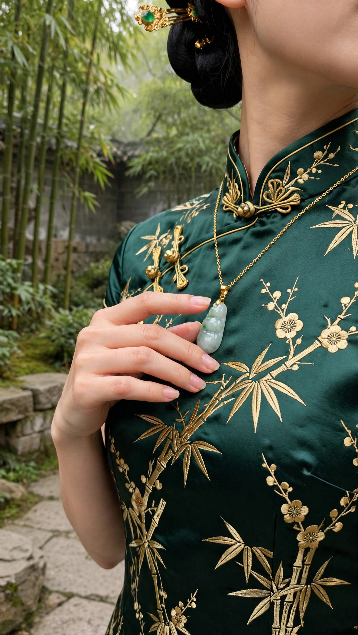 Abundant Blessings: Natural Light Green Burmese Jadeite 3-Bean Necklace