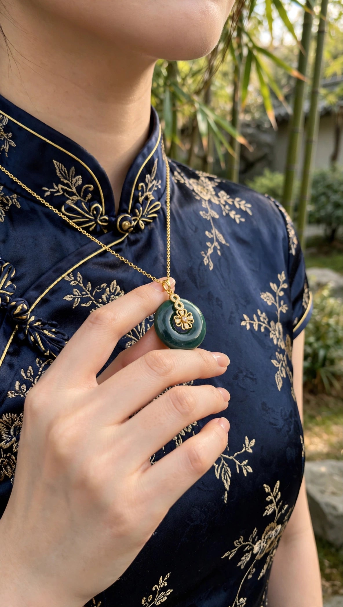 Infinite Prosperity: Natural Blue Water Jade Donut Flower & Infinity Necklace