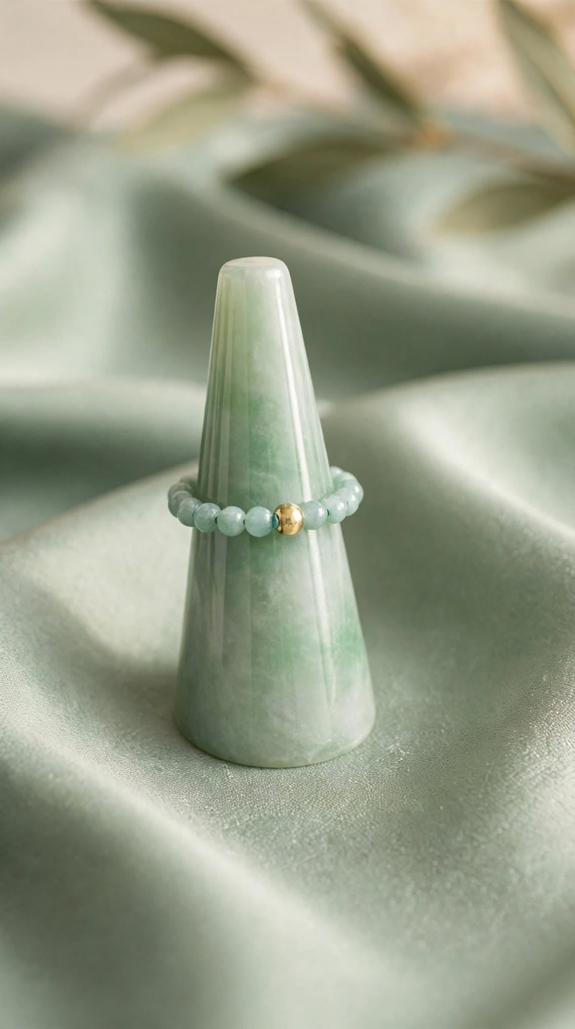 Natural Blue Water Jade Minimalist Beaded Ring