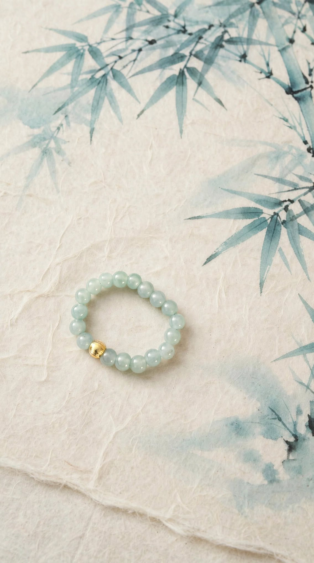Natural Blue Water Jade Minimalist Beaded Ring