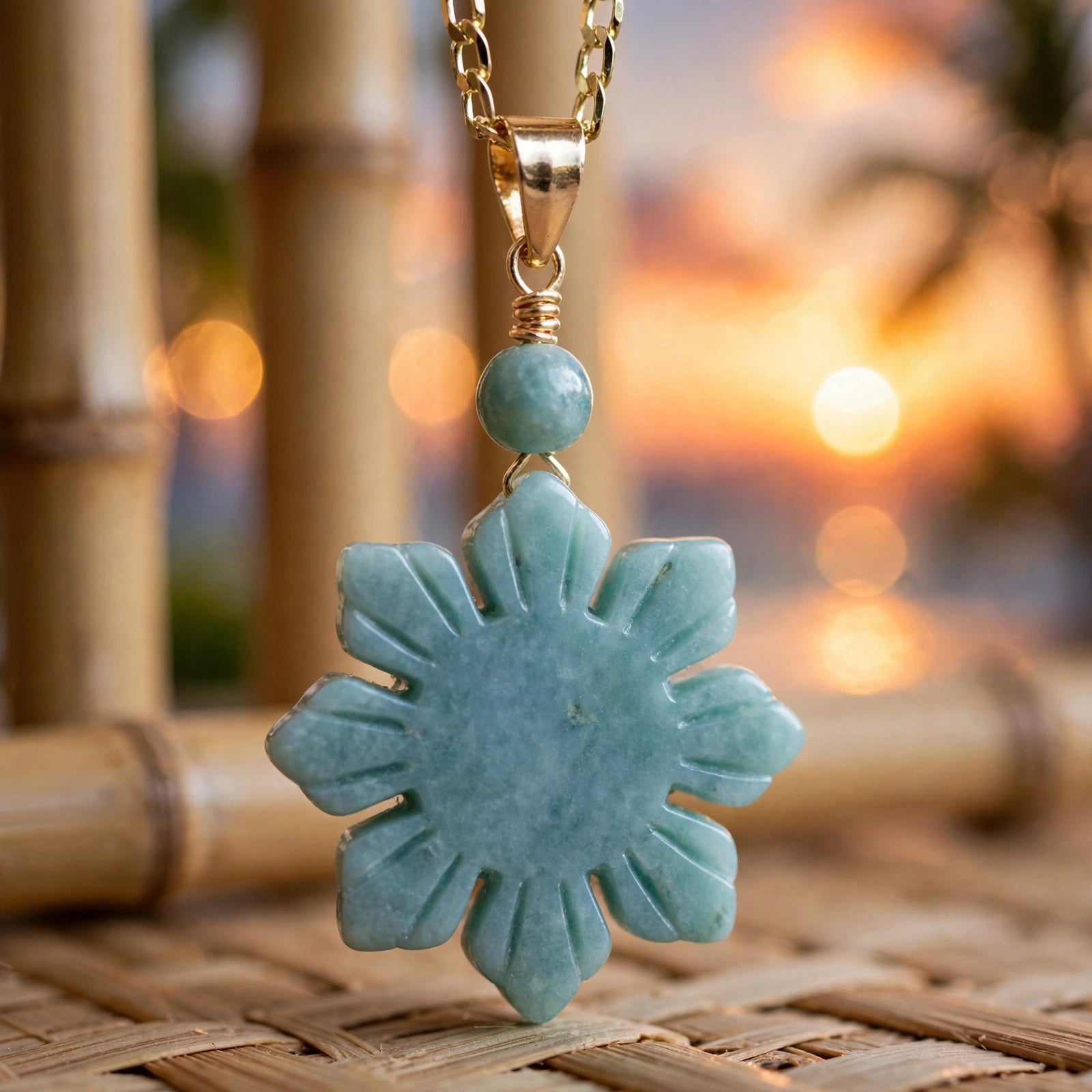 Blue Water Jade Philippine Sun Necklace