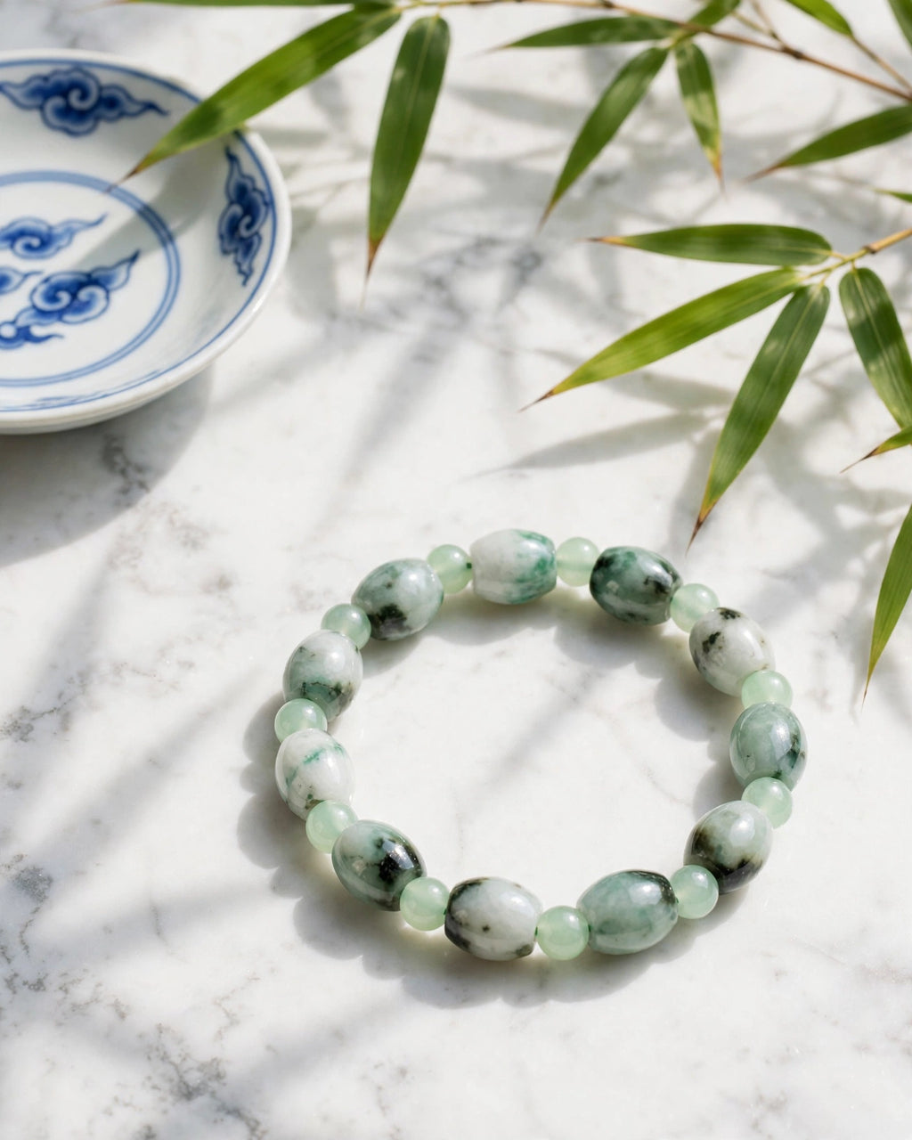 Burmese Jadeite Barrel & Bead Bracelet