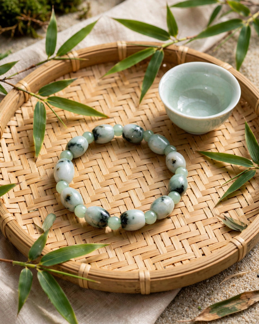 Burmese Jadeite Barrel & Bead Bracelet