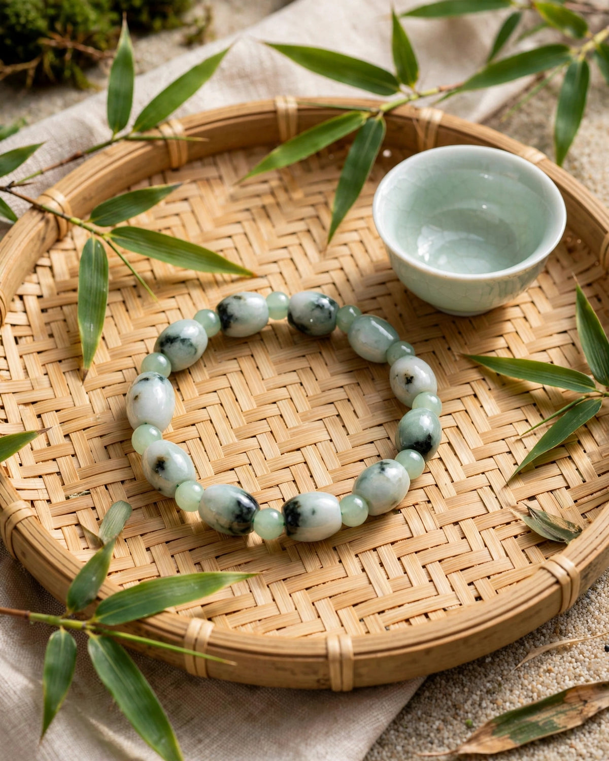 Burmese Jadeite Barrel & Bead Bracelet