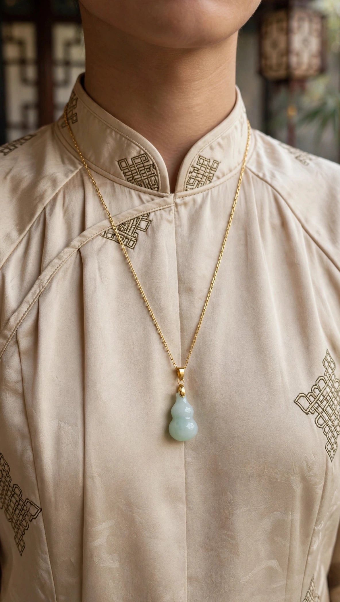 Burmese Jadeite Hulu Pendant Necklace