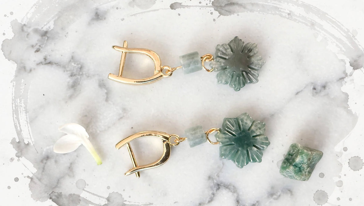 Exclusive Blue Water Jadeite "Philippine Sun" Earrings