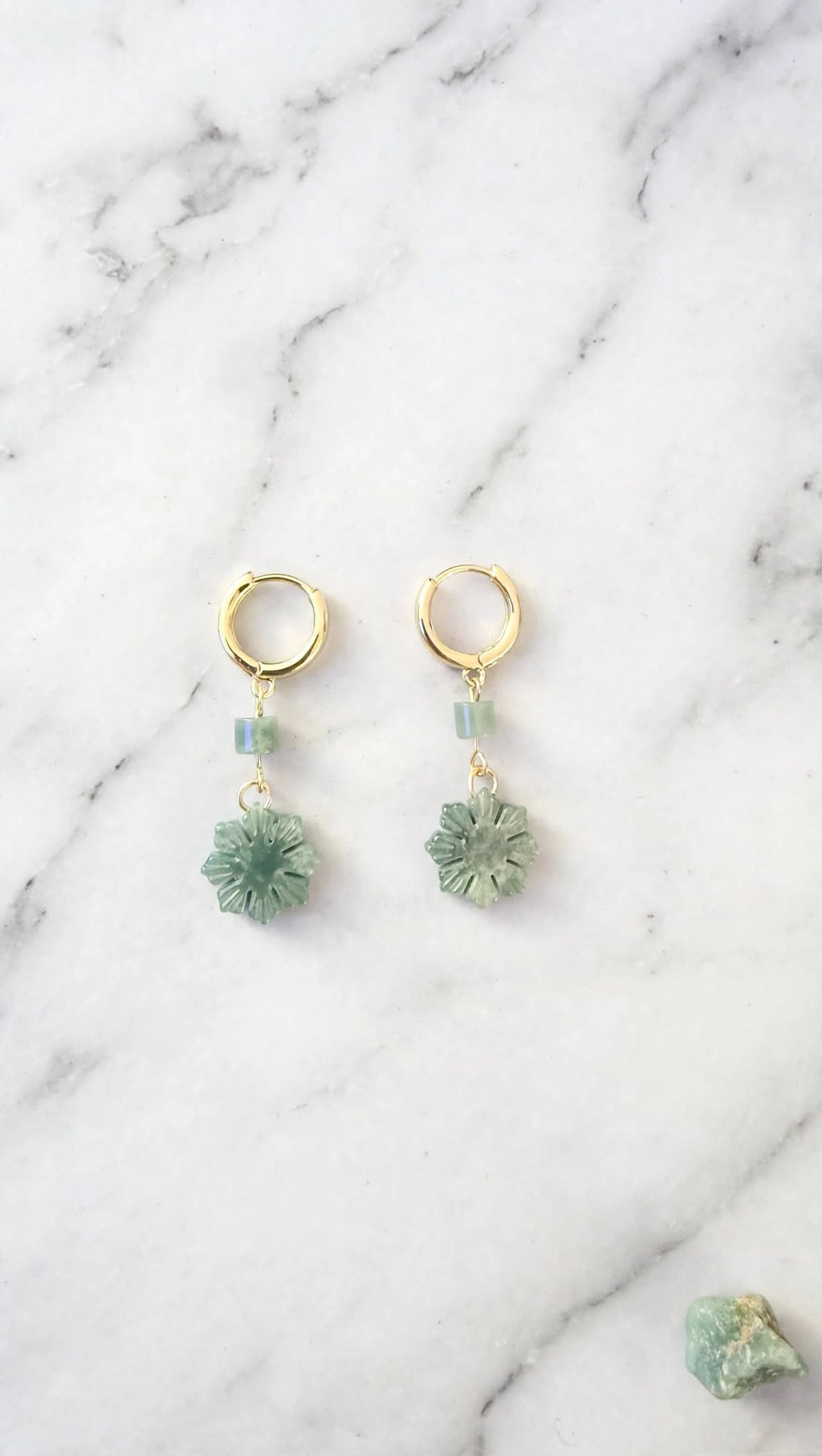 Exclusive Blue Water Jadeite "Philippine Sun" Huggie Hoop Earrings