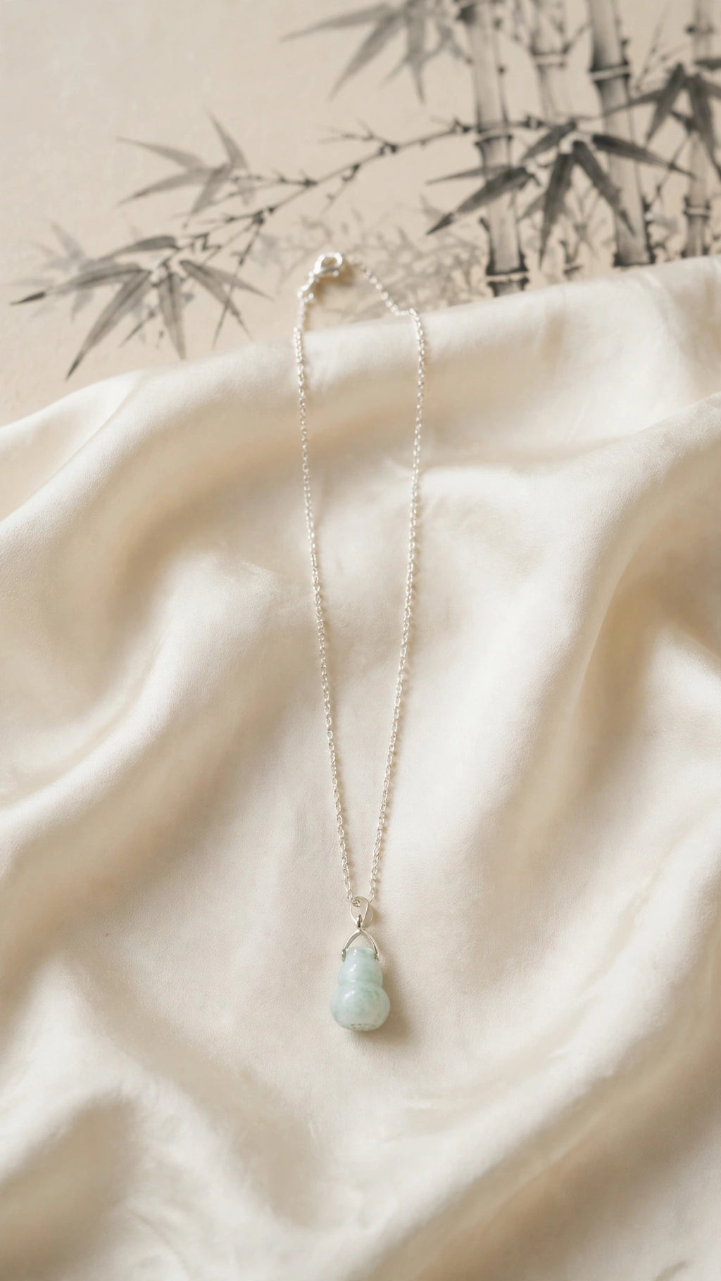 Auspicious Blessing: Natural Burmese Jadeite Hulu Pendant Necklace