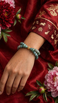 Flowing Abundance: Natural Blue Water Jade Double-Layer Hulu Bracelet