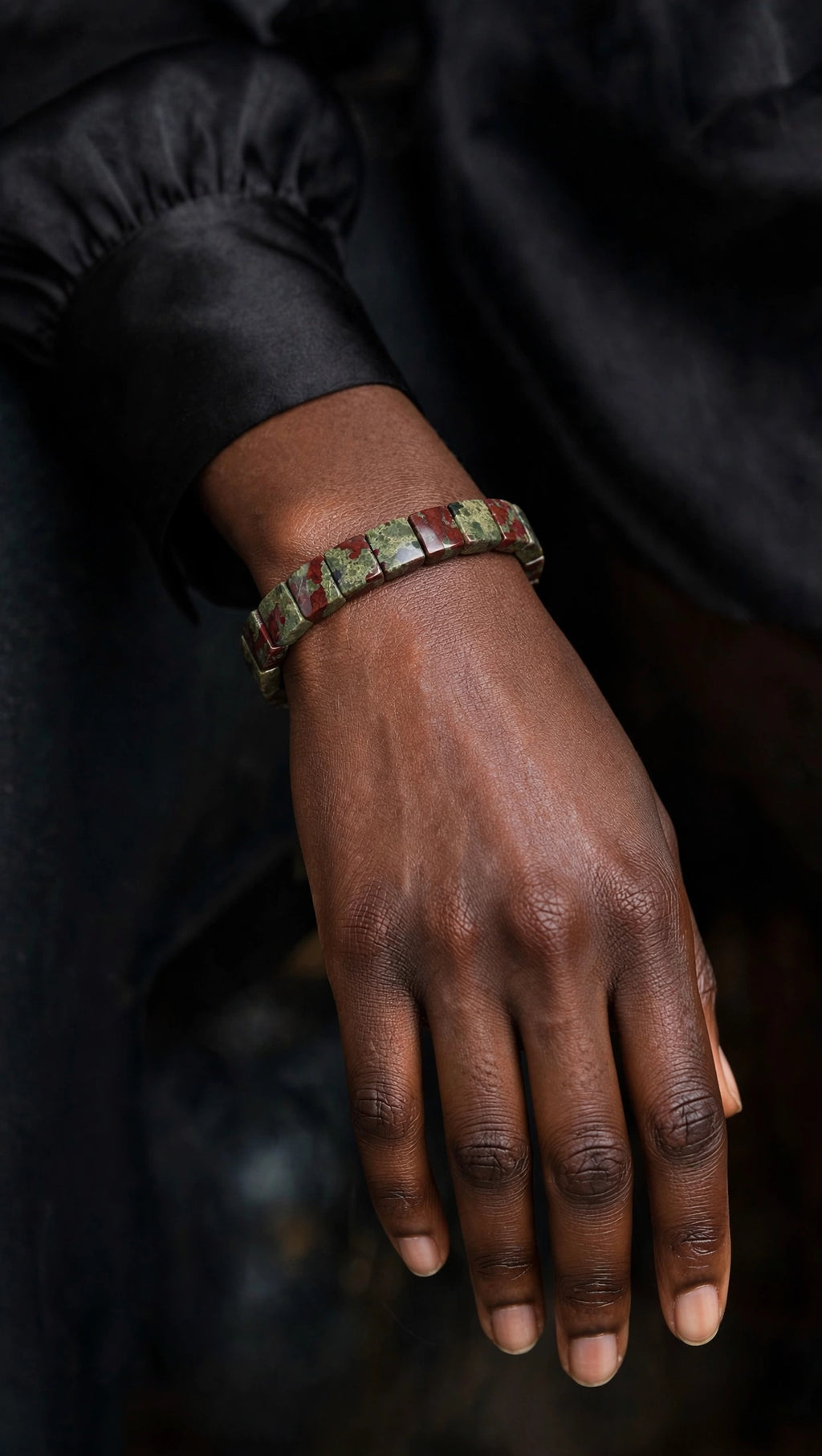 Primal Power: Natural Dragon's Blood Jasper Square Faceted Bangle