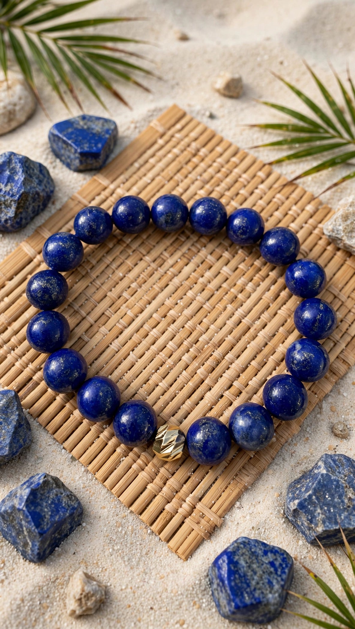 Lapis Lazuli & Gold Accent Bead Bracelet