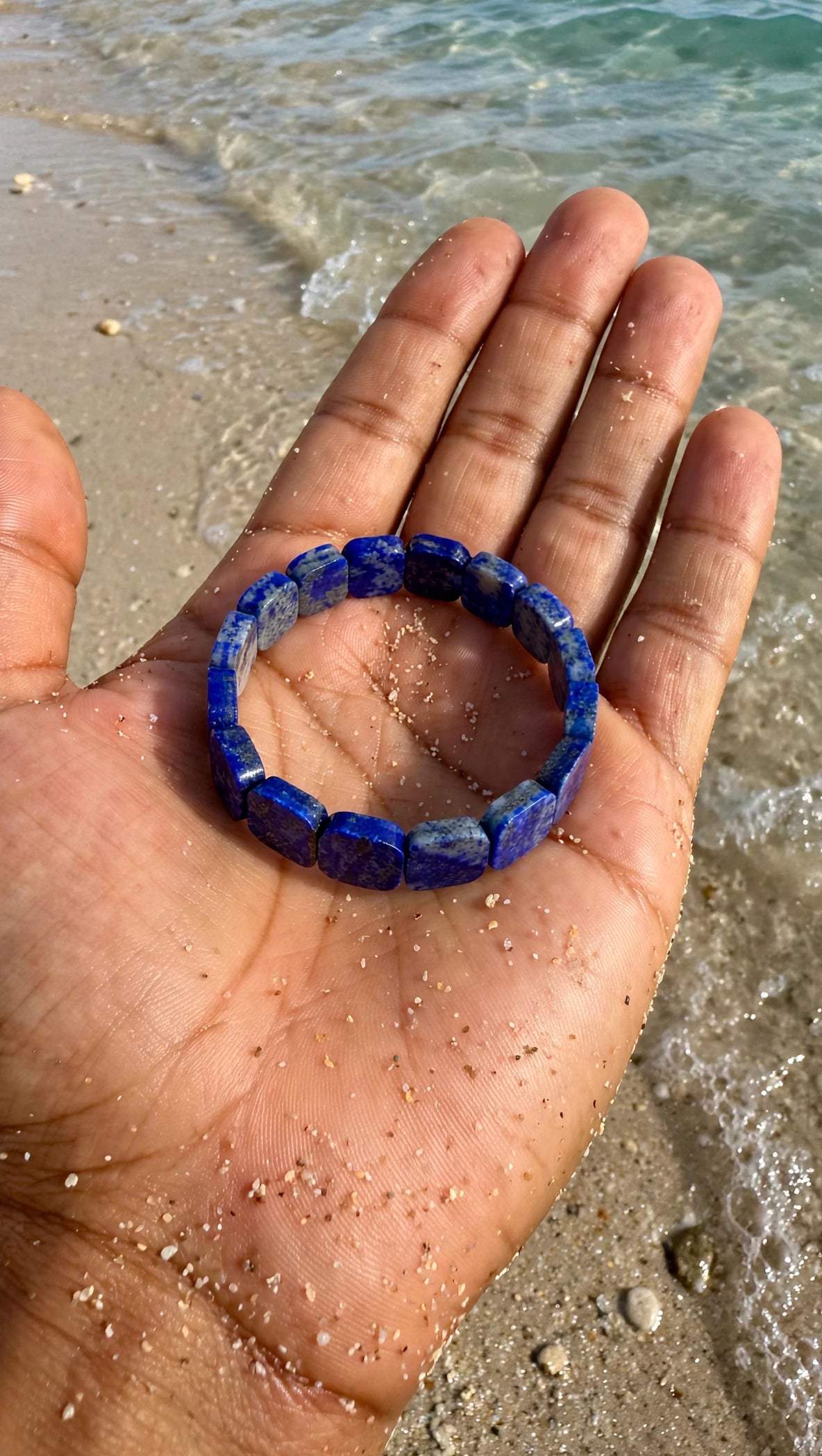 Celestial Wisdom: Natural Lapis Lazuli Soft Bangle (Rounded Square)