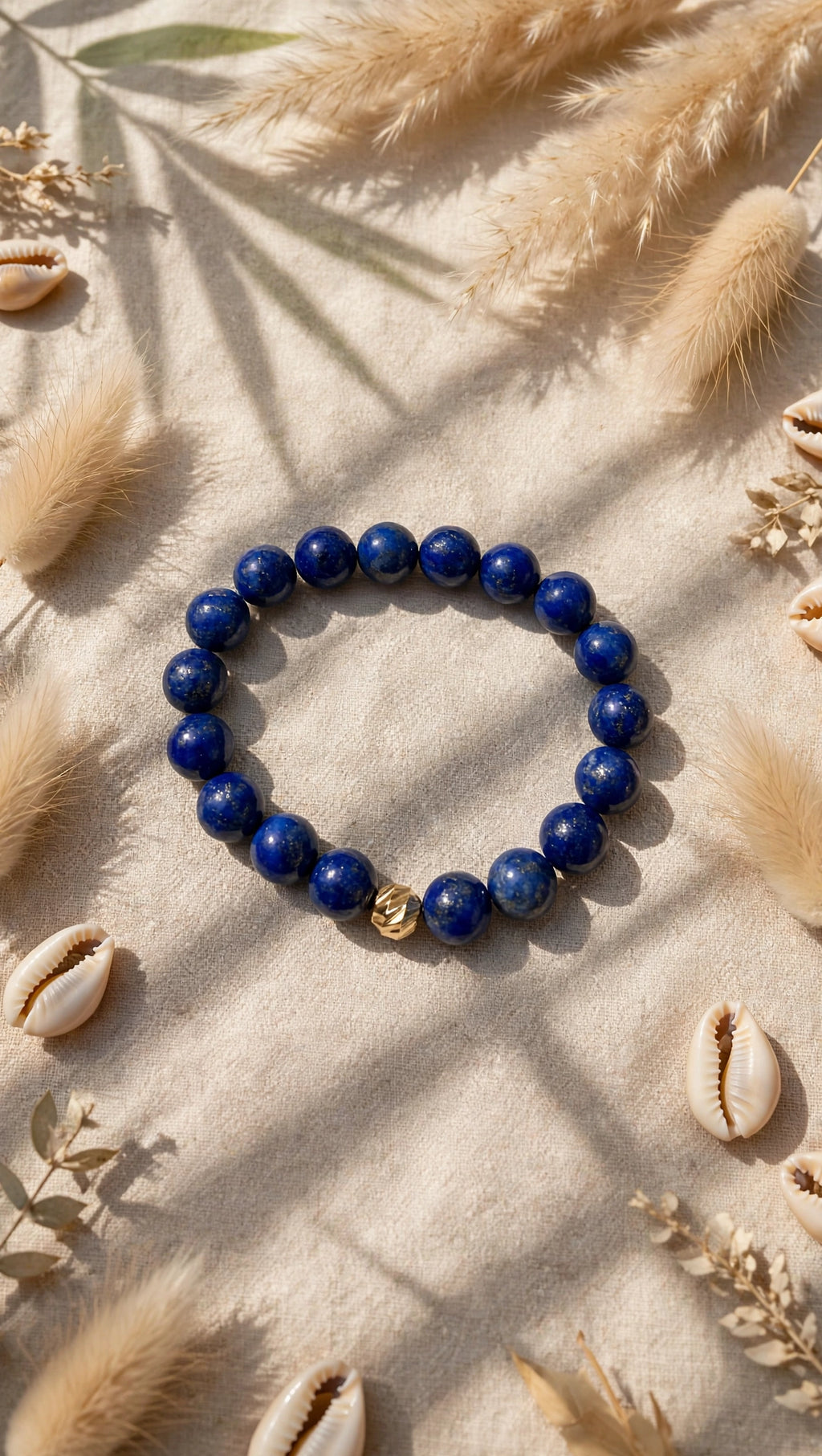 Lapis Lazuli & Gold Accent Bead Bracelet