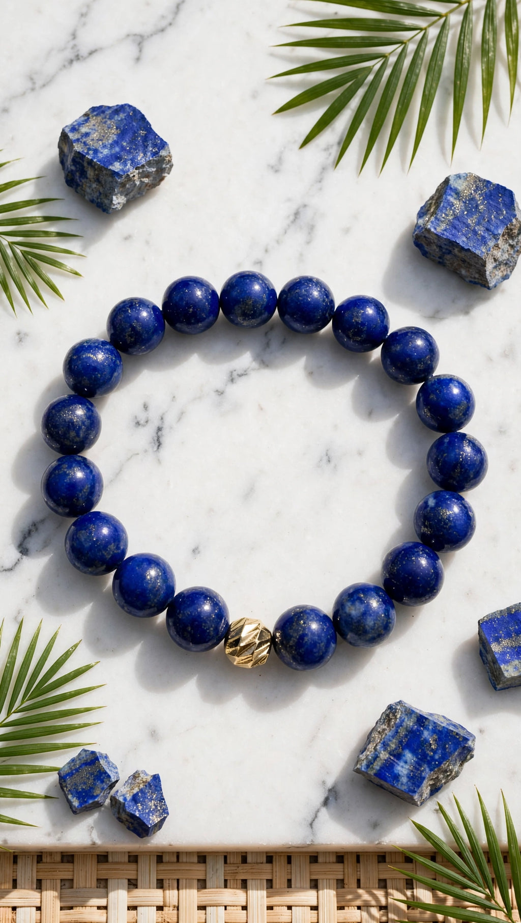 Lapis Lazuli & Gold Accent Bead Bracelet
