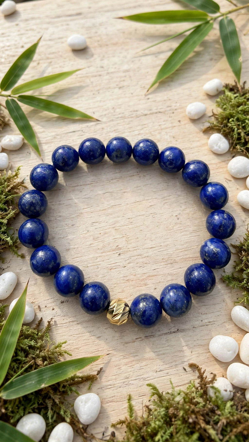 Lapis Lazuli & Gold Accent Bead Bracelet