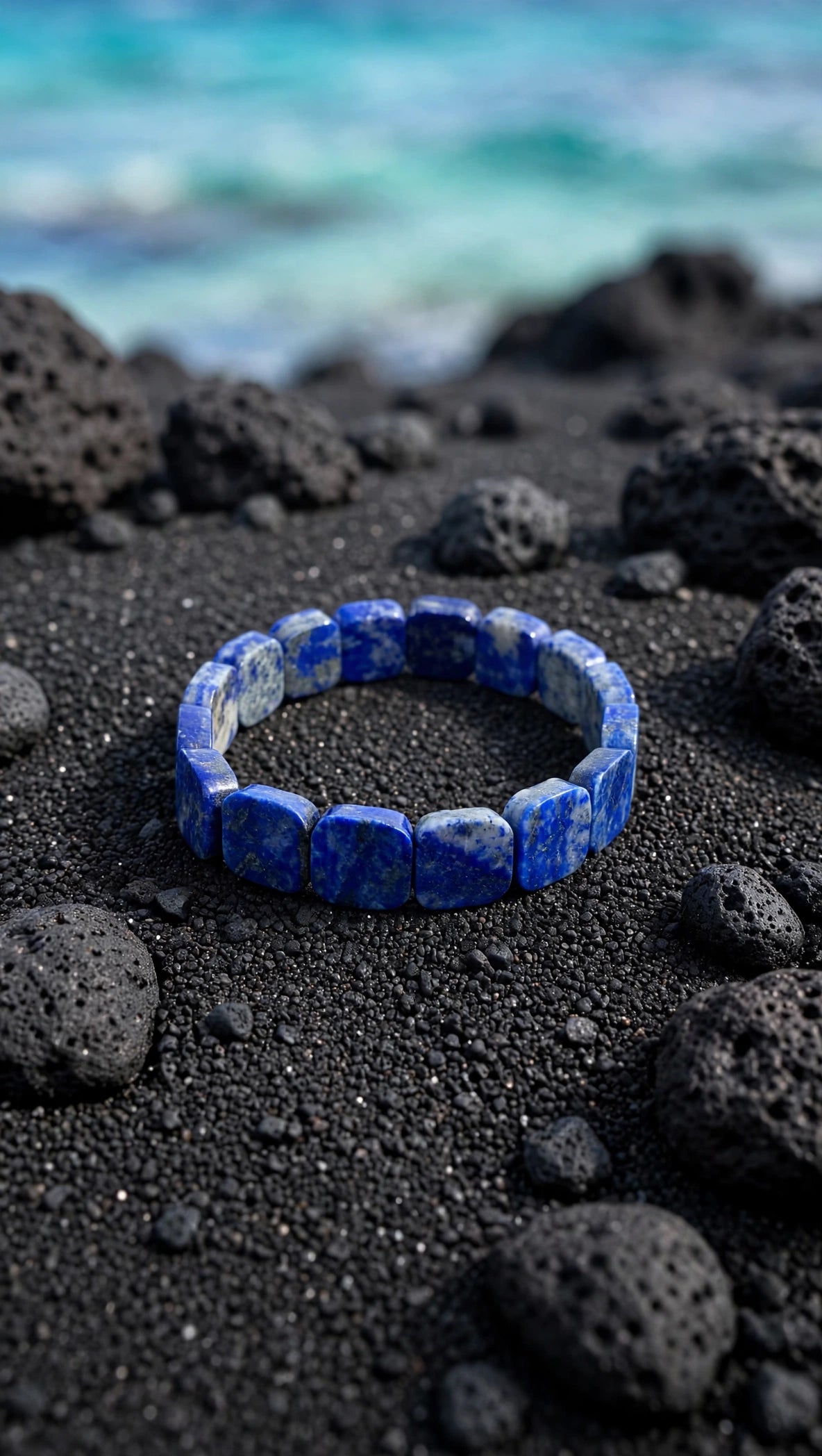 Celestial Wisdom: Natural Lapis Lazuli Soft Bangle (Rounded Square)