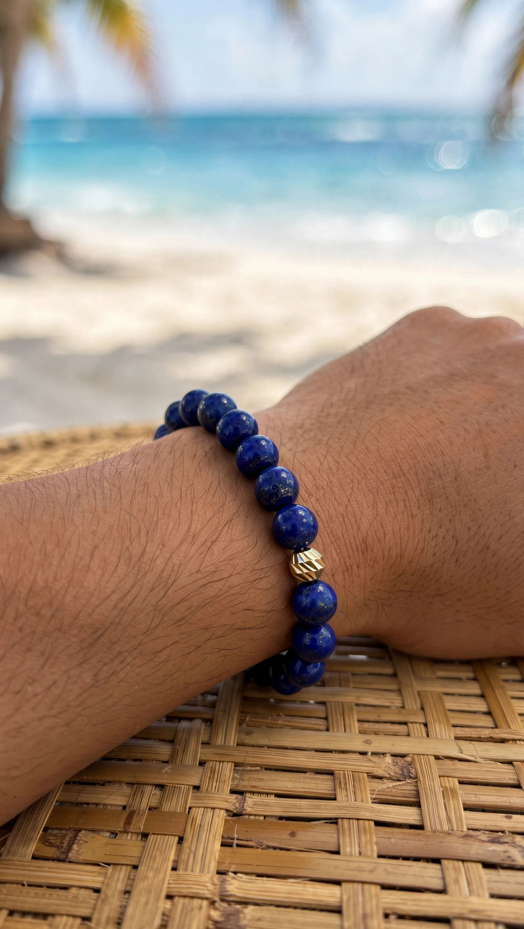 Lapis Lazuli & Gold Accent Bead Bracelet