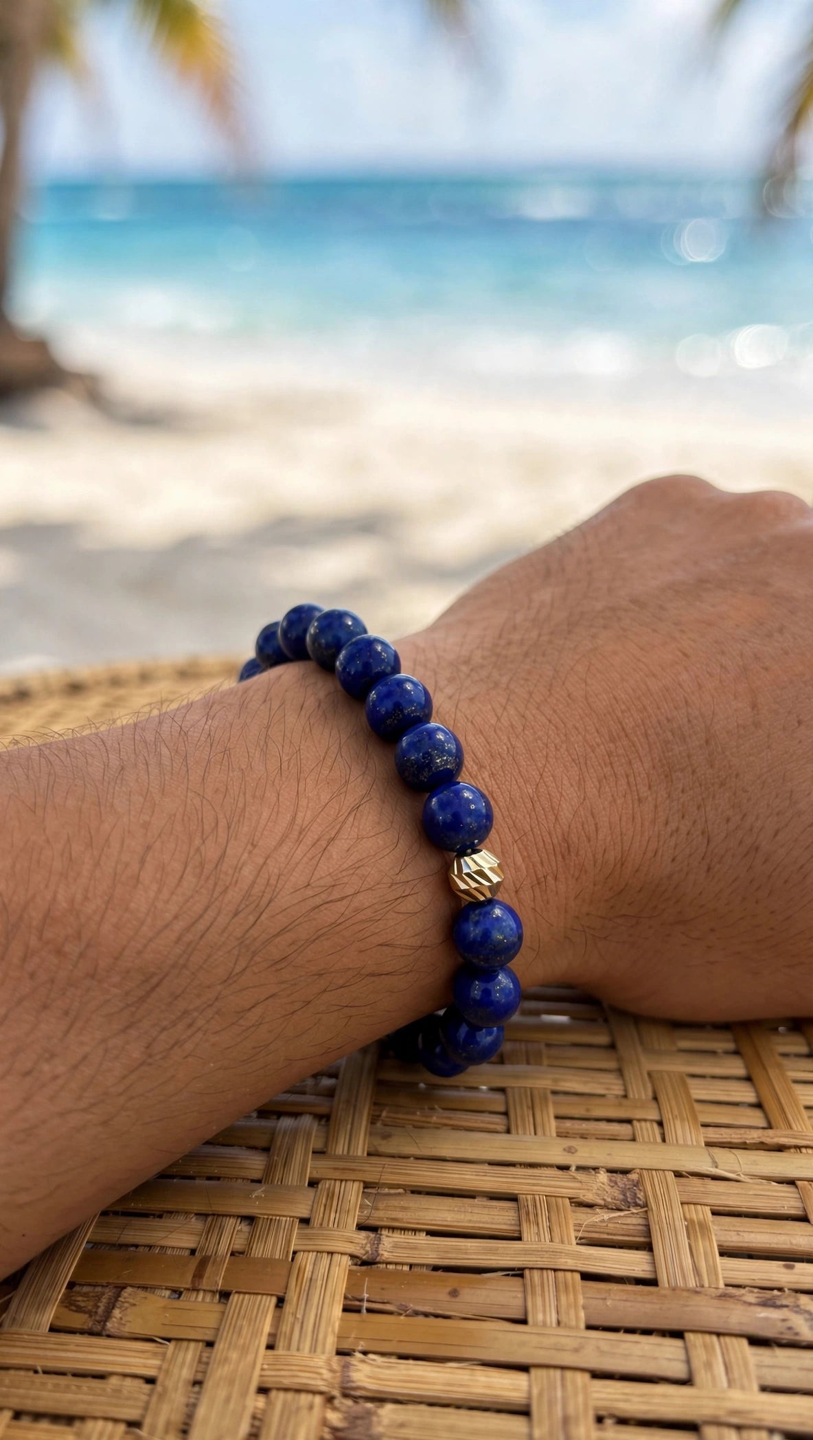 Lapis Lazuli & Gold Accent Bead Bracelet