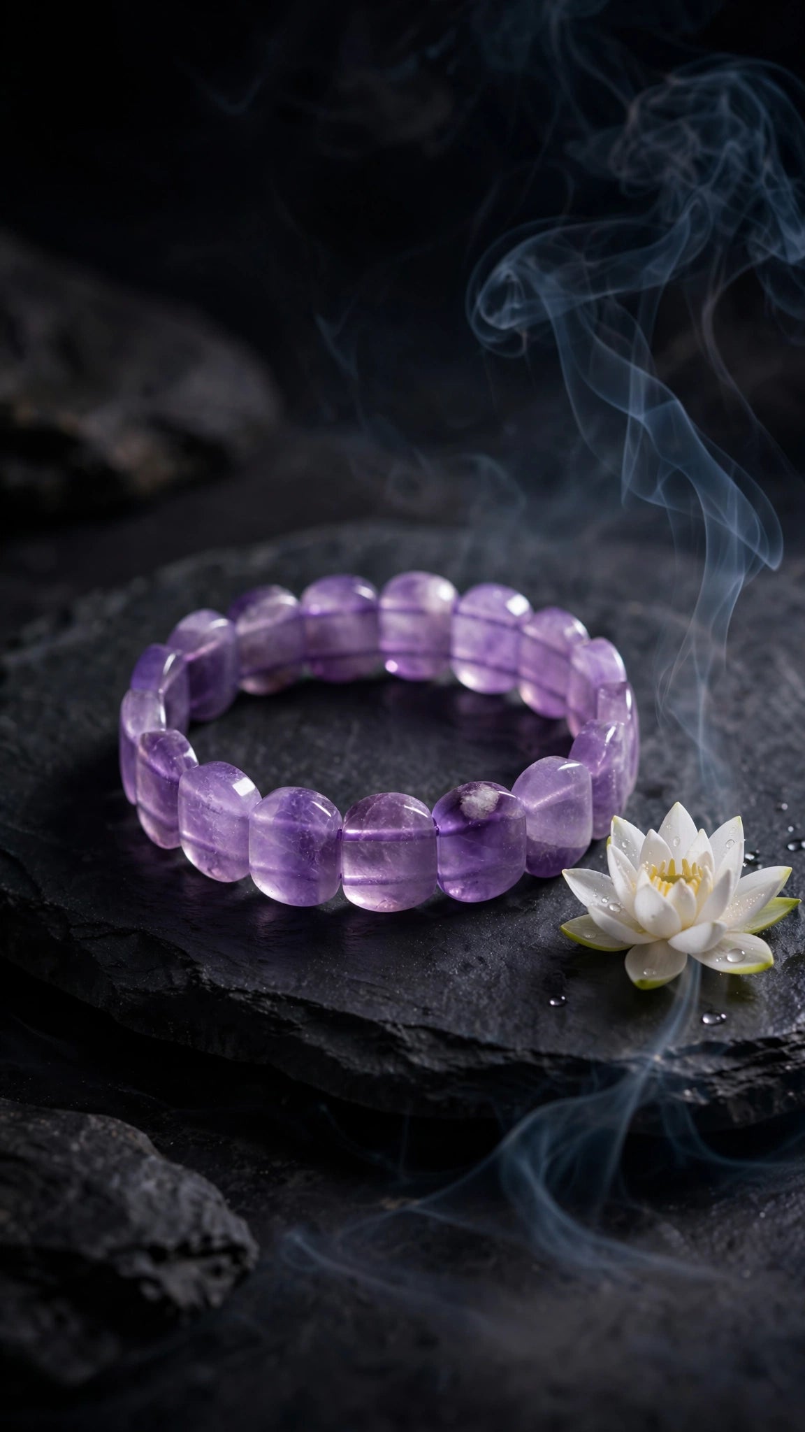 Tranquil Royal: Natural Amethyst Rounded Rectangle Soft Bangle