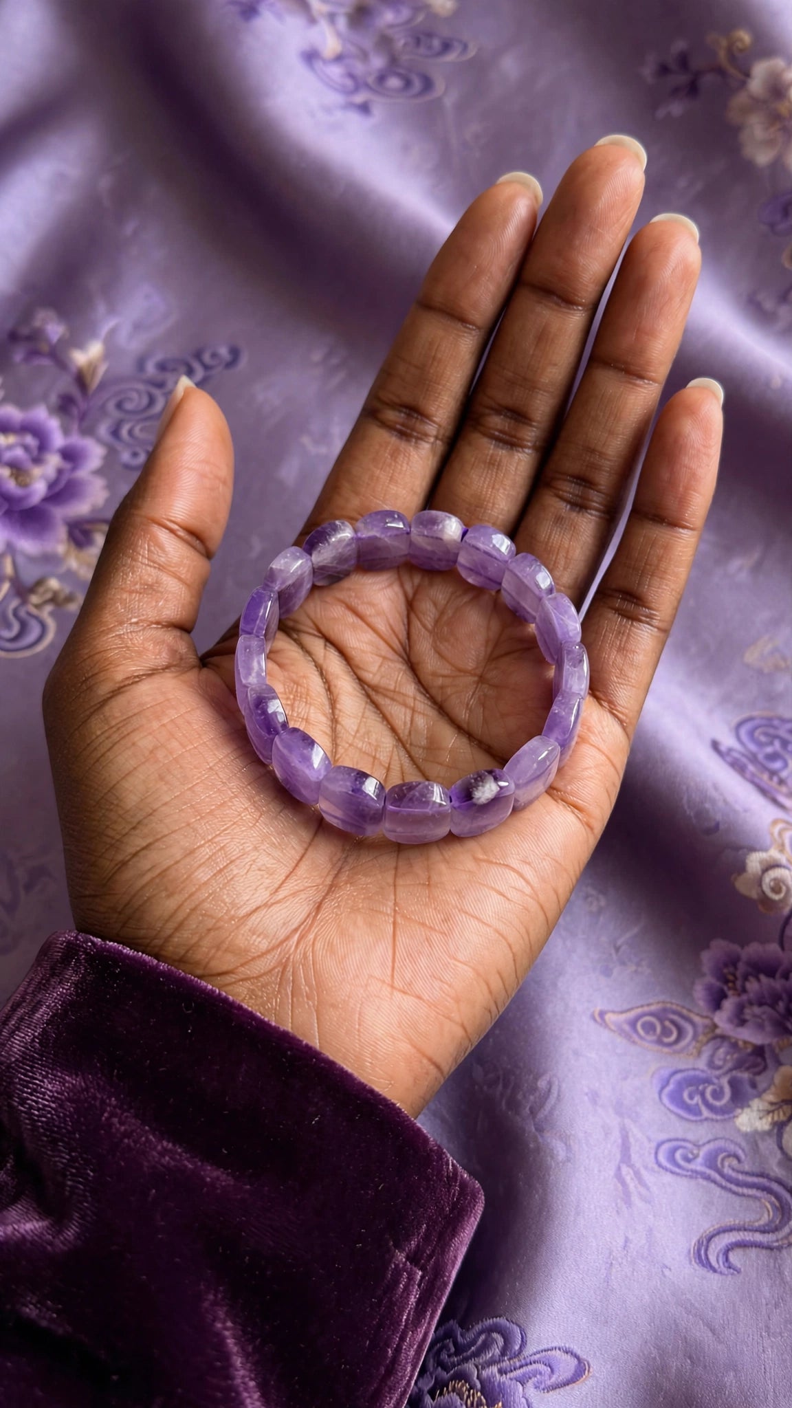 Tranquil Royal: Natural Amethyst Rounded Rectangle Soft Bangle