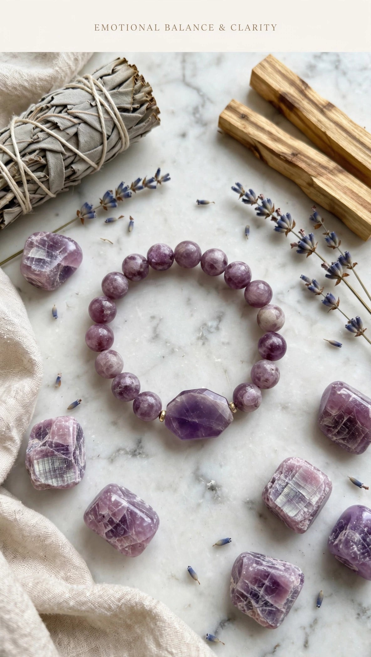 Lepidolite & Flat Octagon Accent Bracelet