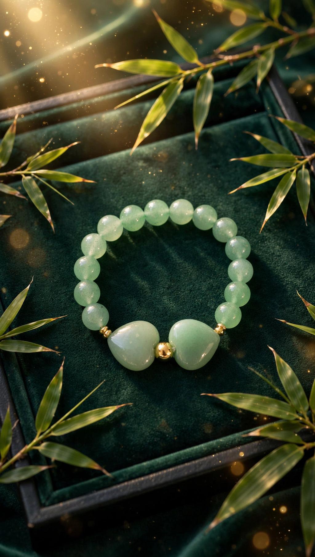Green Aventurine Hearts & Gold Accent Bracelet