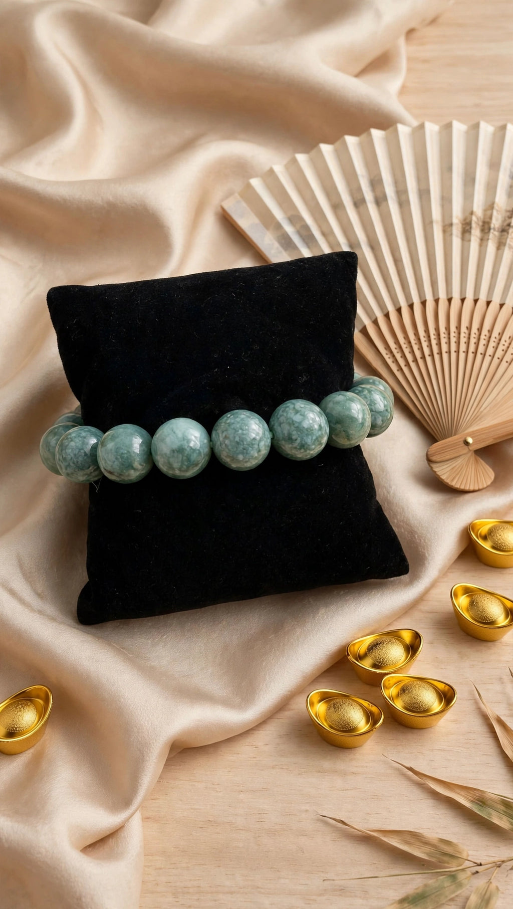 Blue Water Jade Statement Bead Bracelet (Limited Edition)