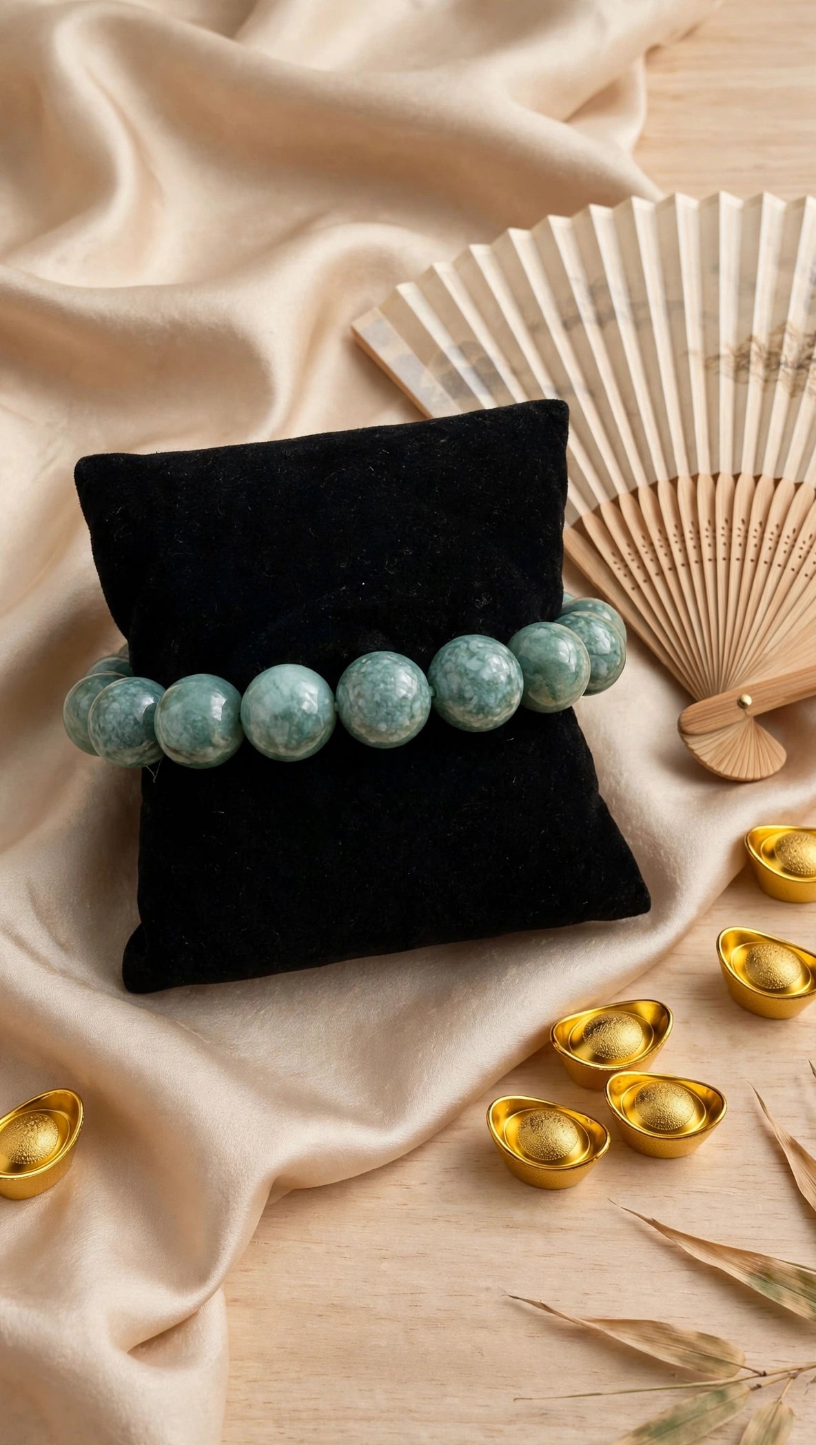 Blue Water Jade Statement Bead Bracelet (Limited Edition)