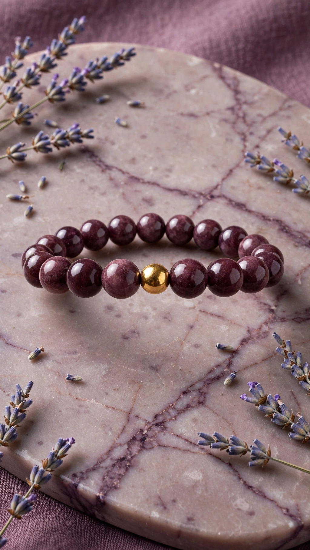Lepidolite Bracelet with 18K Gold Filled Bead