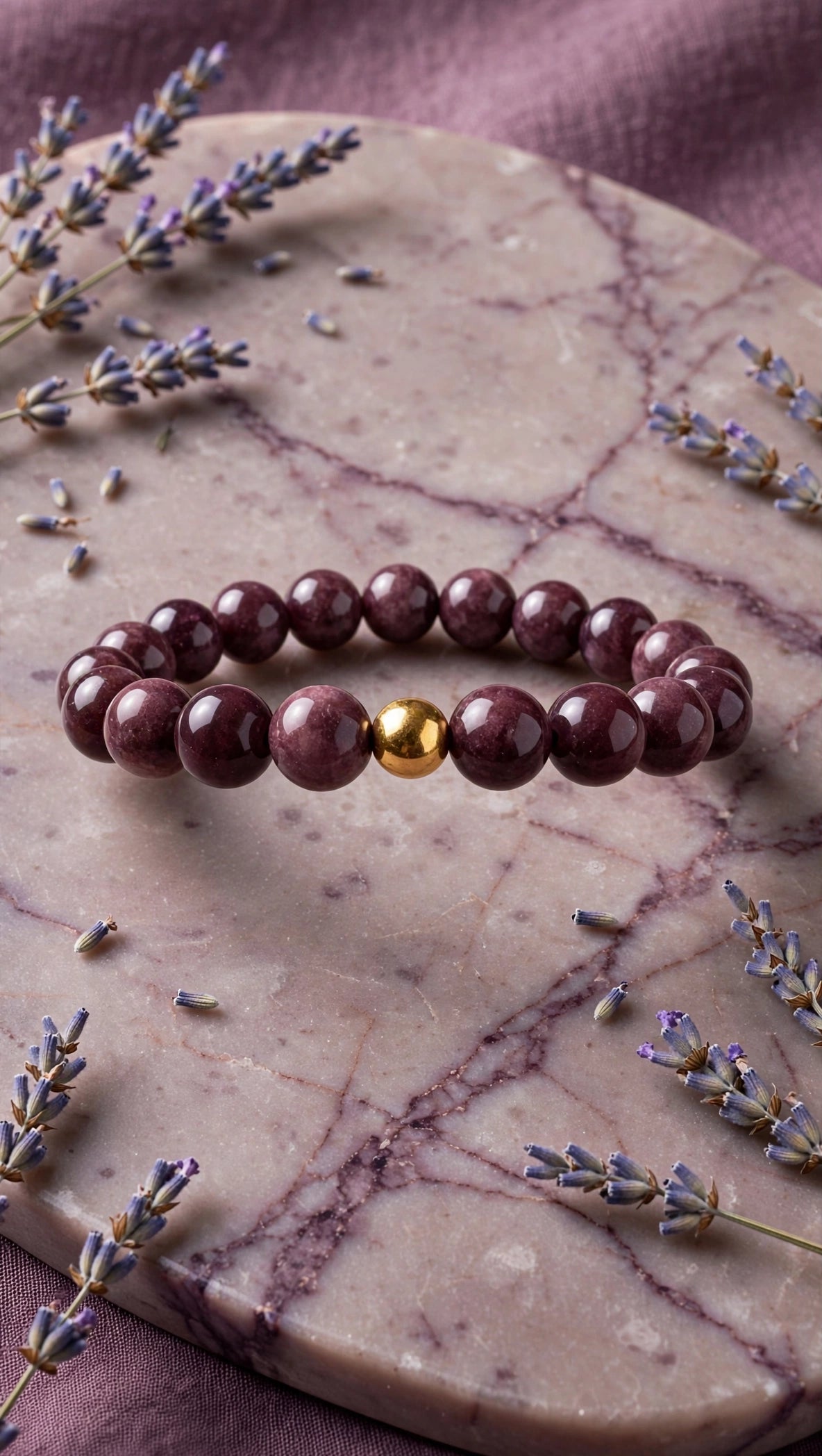 Lepidolite Bracelet with 18K Gold Filled Bead