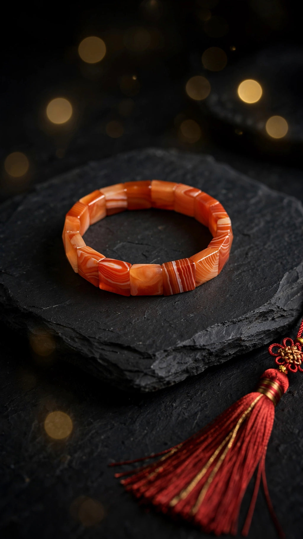 Radiant Energy: Natural Sardonyx Carnelian Square Faceted Bangle