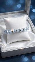 Light Blue Cat’s Eye Bracelet with Silver-Tone Accents