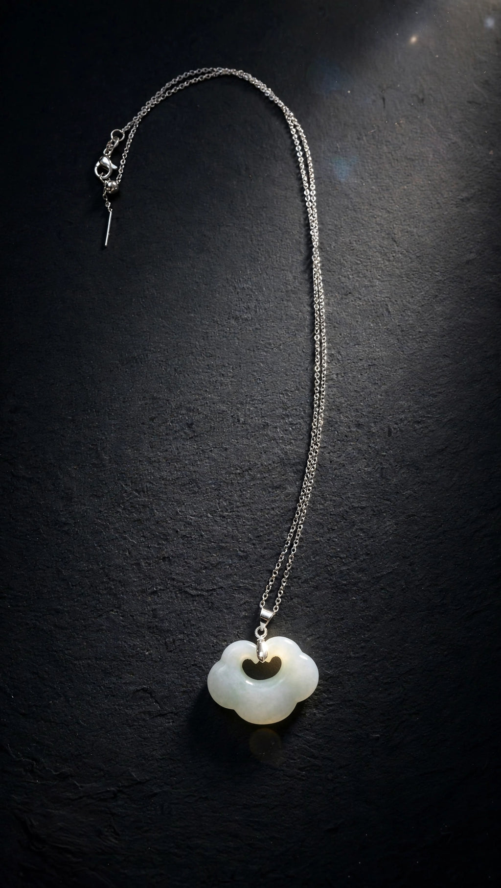 As You Wish: Natural Burmese Jadeite "Ruyi" Silver-Plated Necklace