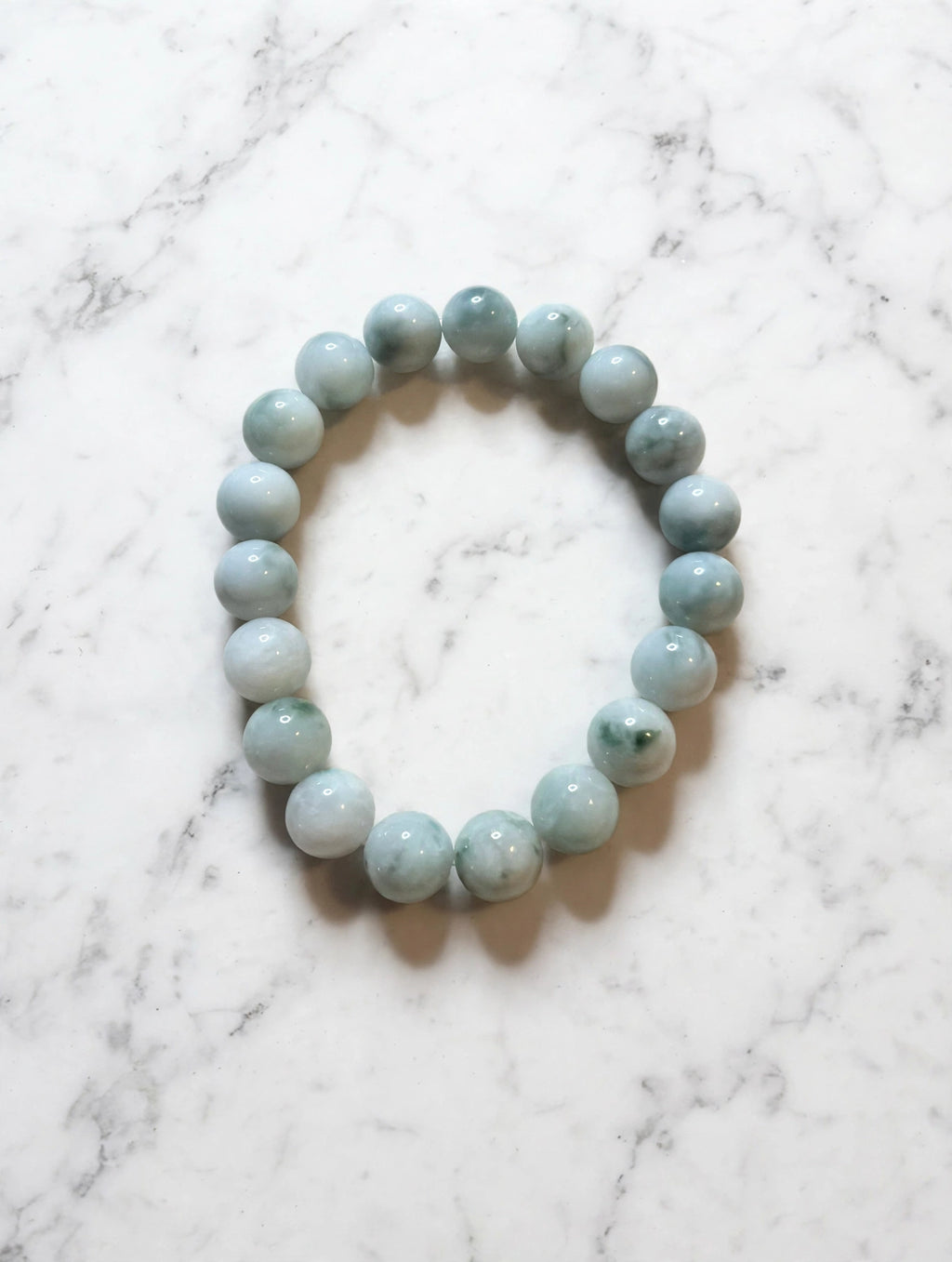 Natural Harmony: Natural Burmese Flower Jadeite Bead Bracelet