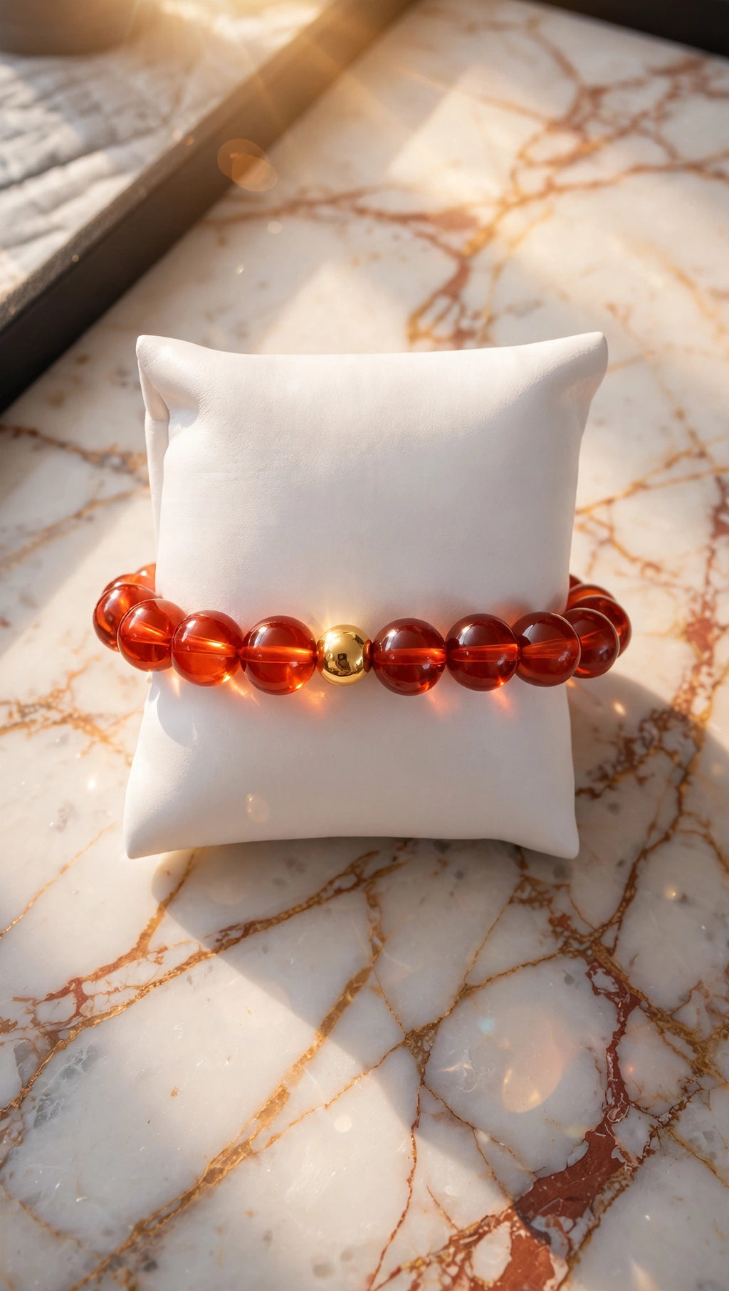 Red-Tone Sardonyx Carnelian Bracelet with 18K Gold Accent