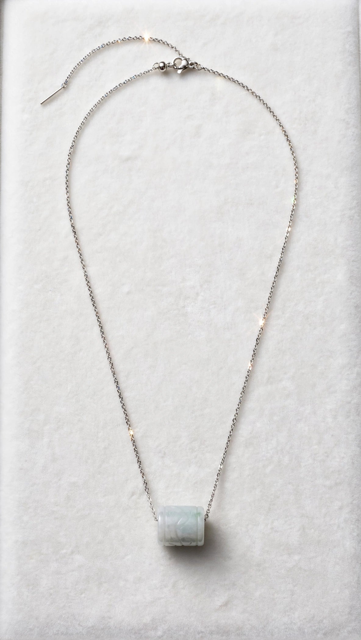 Seamless Prosperity: Natural Burmese Jadeite "Lu Lu Tong" Silver Necklace