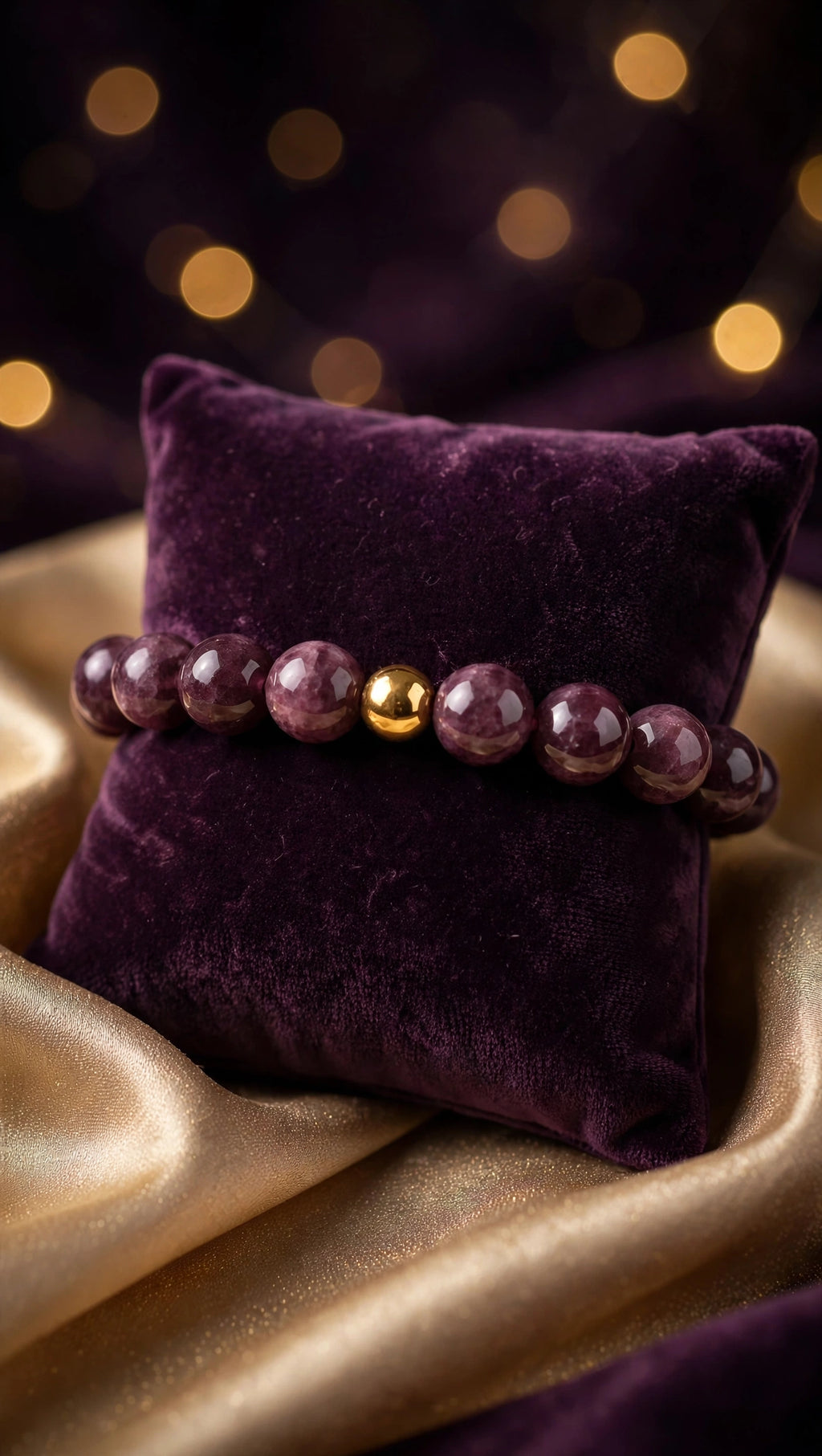 Lepidolite Bracelet with 18K Gold Filled Bead